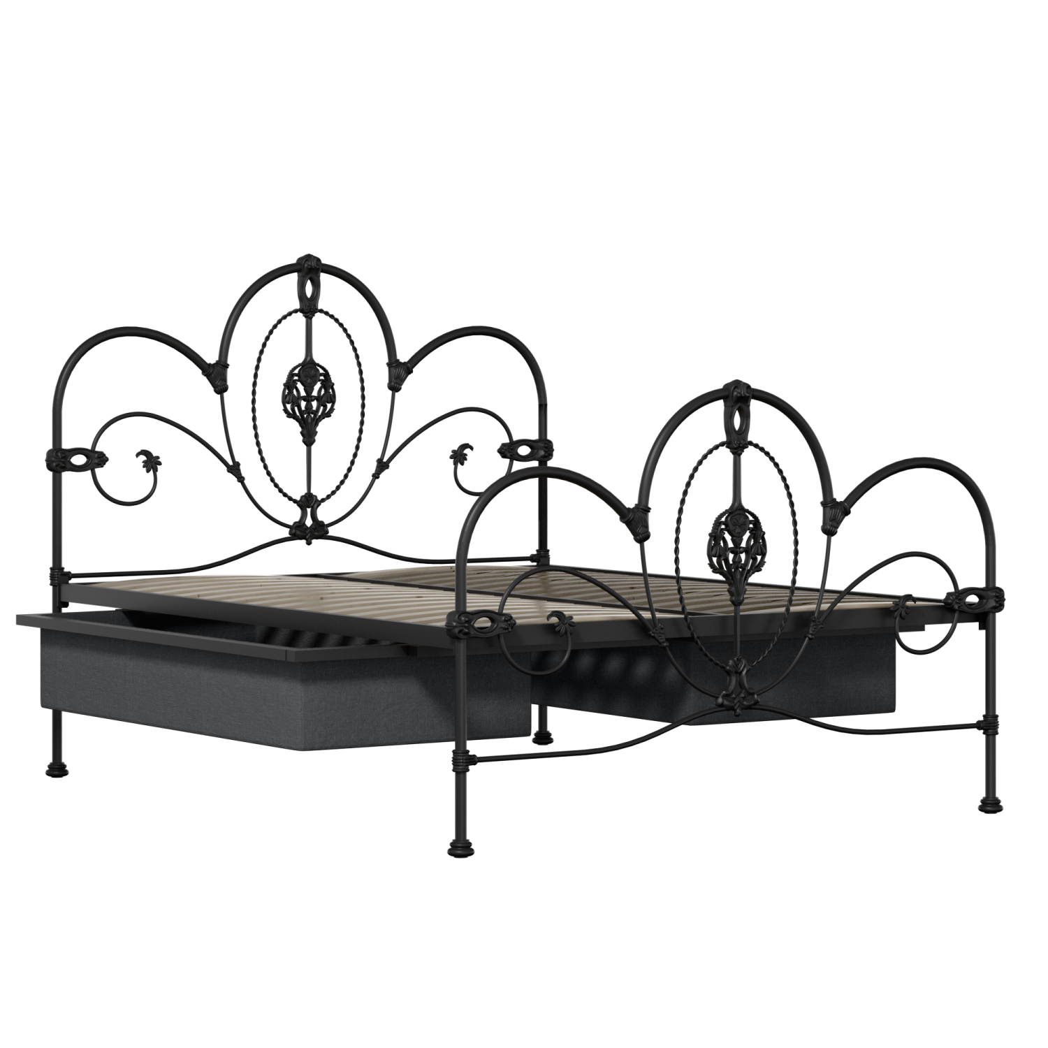 Ballina iron/metal bed in black with drawers