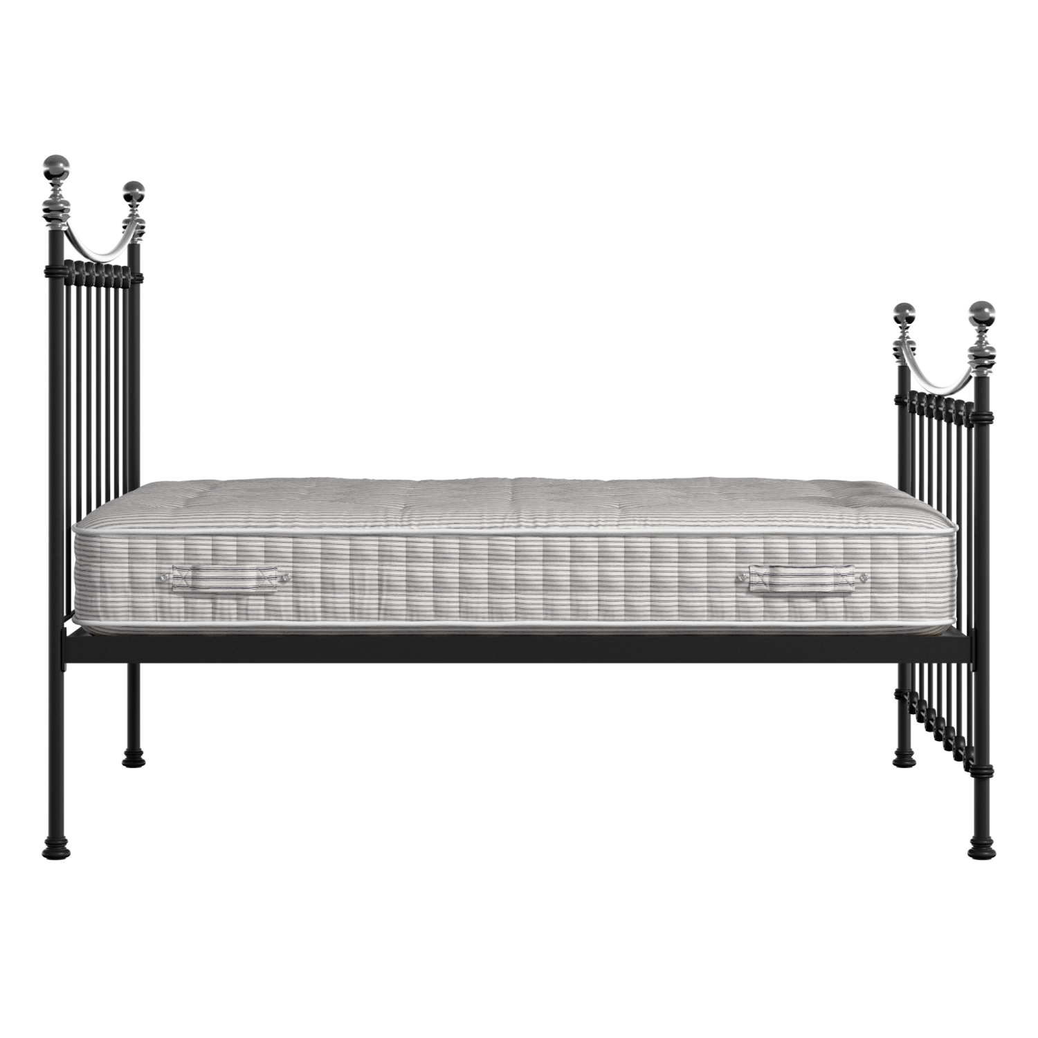 Carrick Chromo iron/metal bed in black with Juno mattress