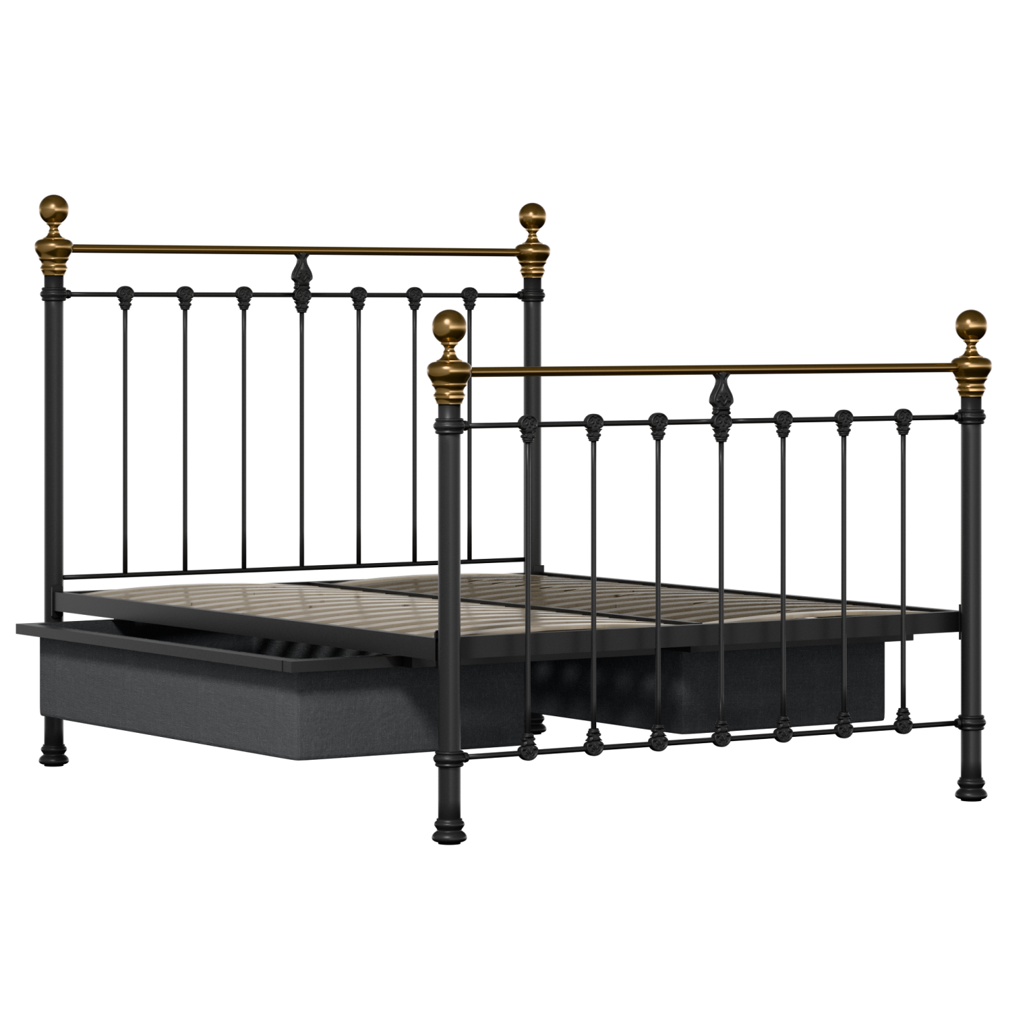 Hamilton iron/metal bed in black with drawers