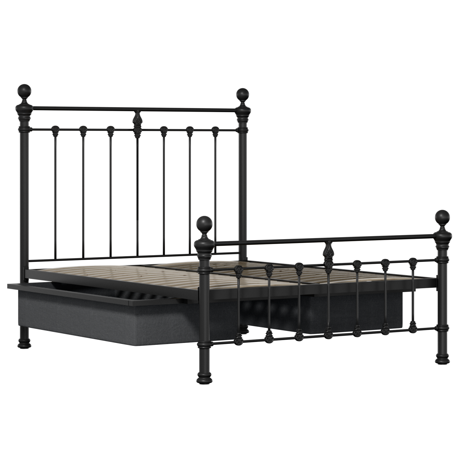 Hamilton Solo Low Footend iron/metal bed in black with drawers