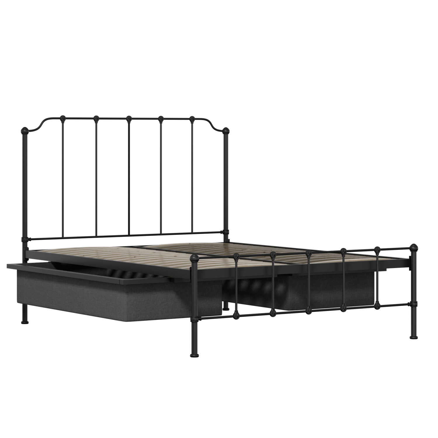 Julia iron/metal bed in black with drawers