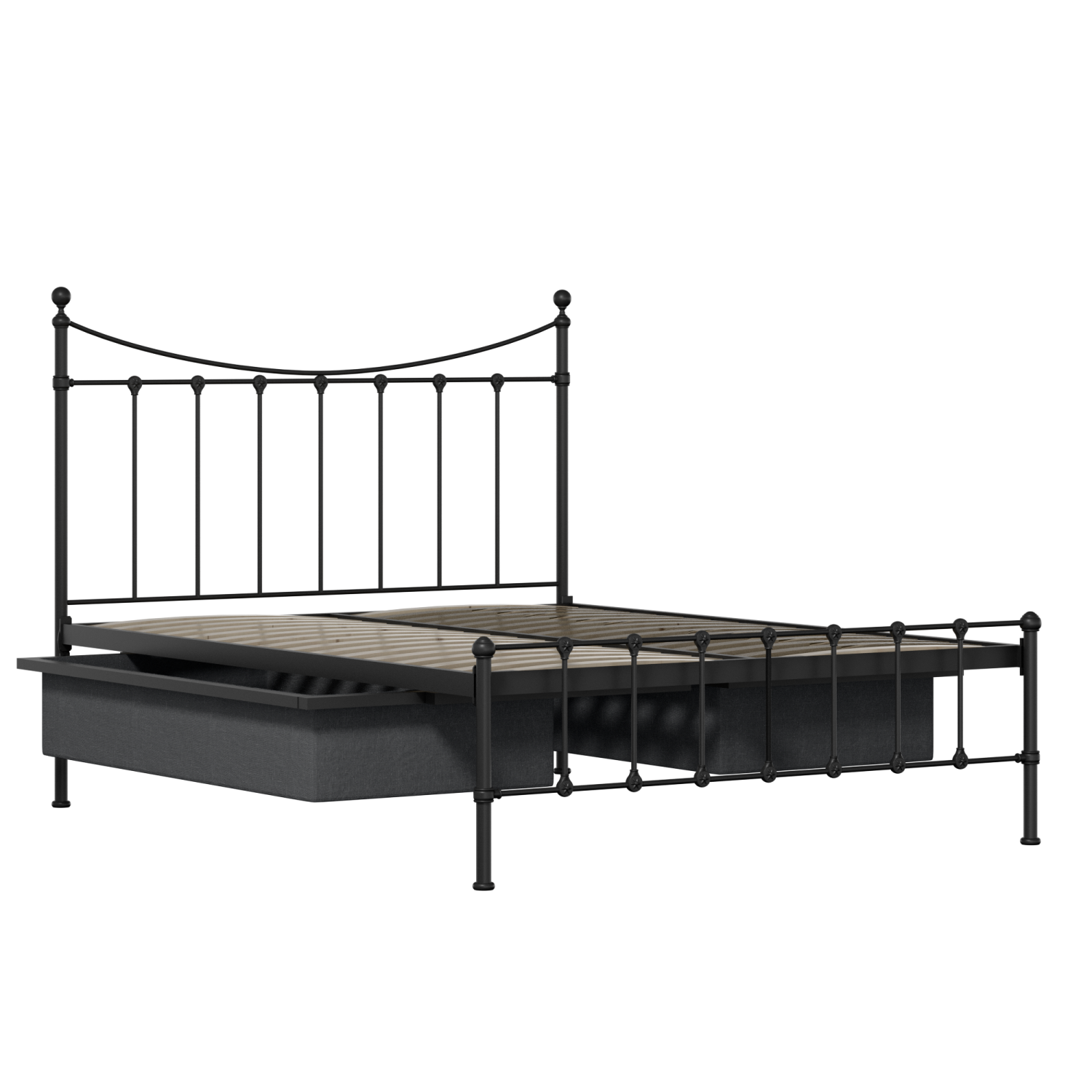Olivia iron/metal bed in black with drawers