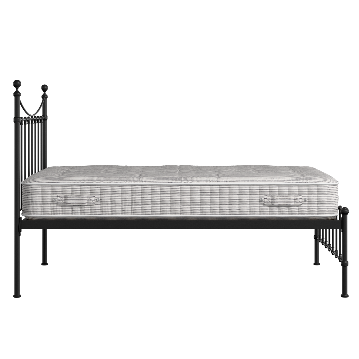 Olivia iron/metal bed in black with Juno mattress