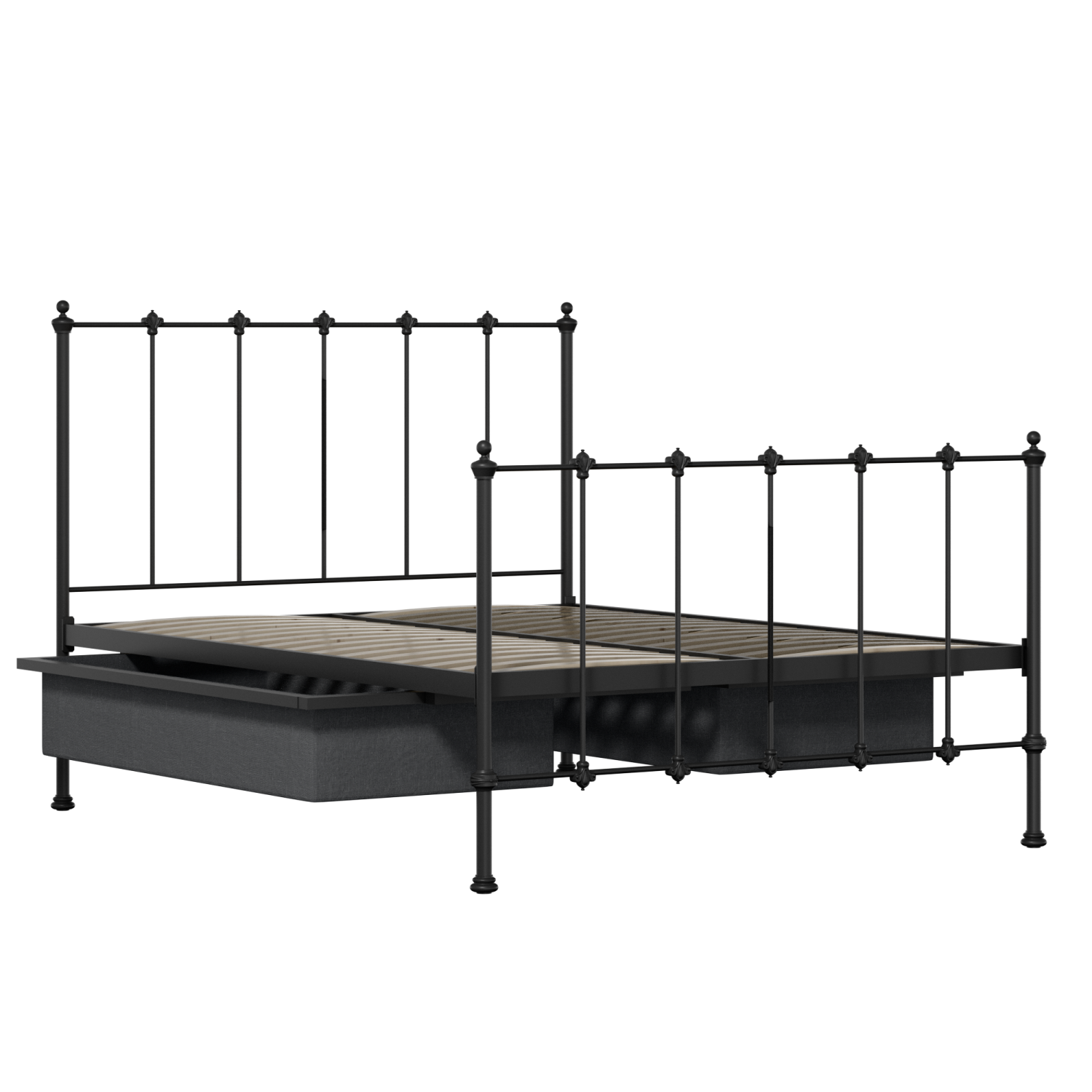 Paris lit en métal noir avec tiroirs