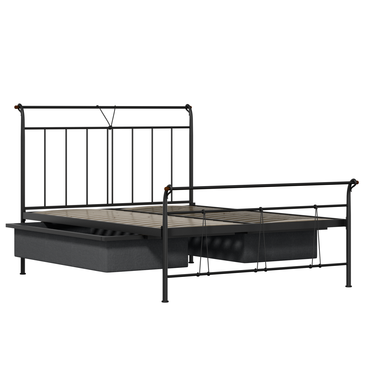 Pellini letto in metallo nero con cassetti