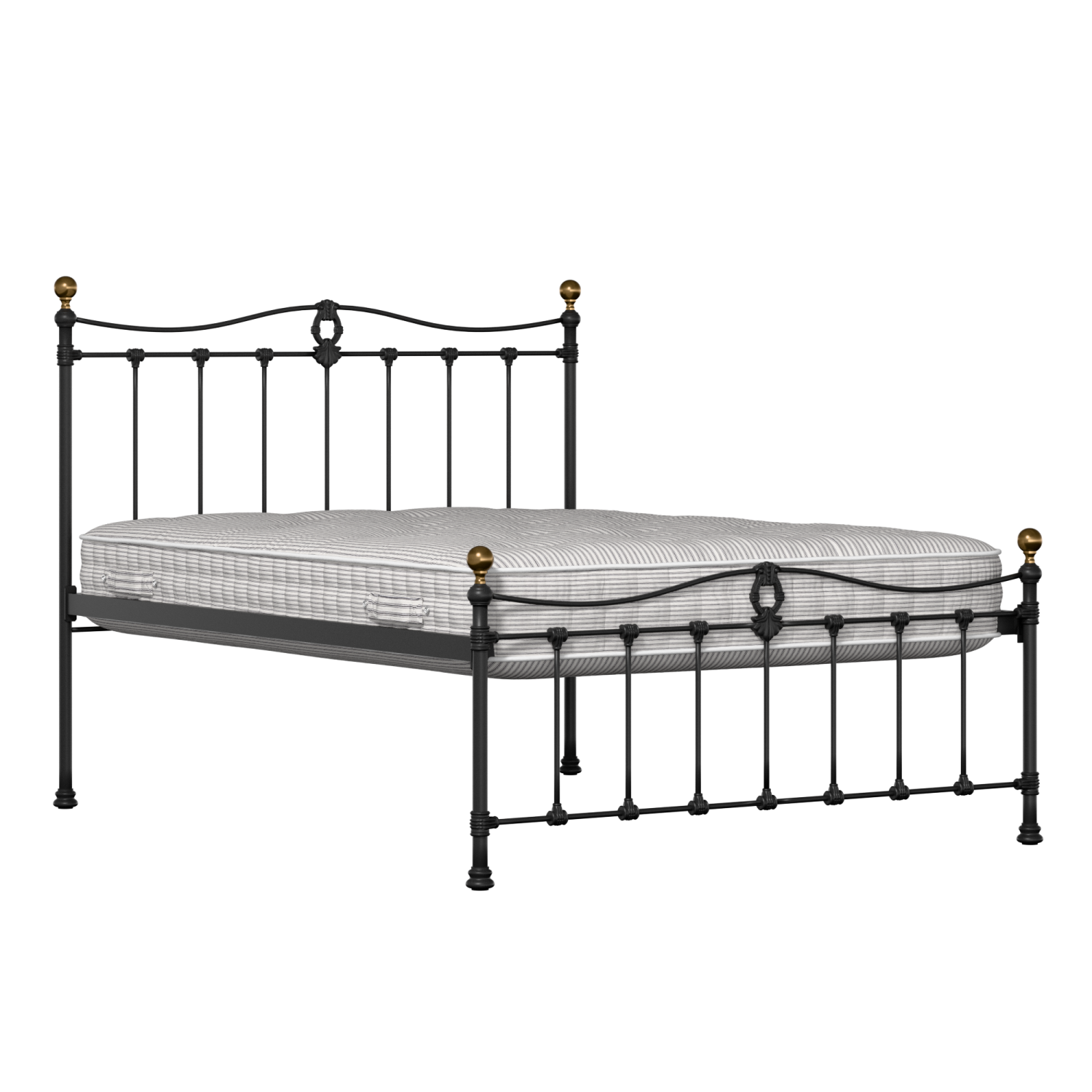 Tulsk Low Footend iron/metal bed in black with Juno mattress
