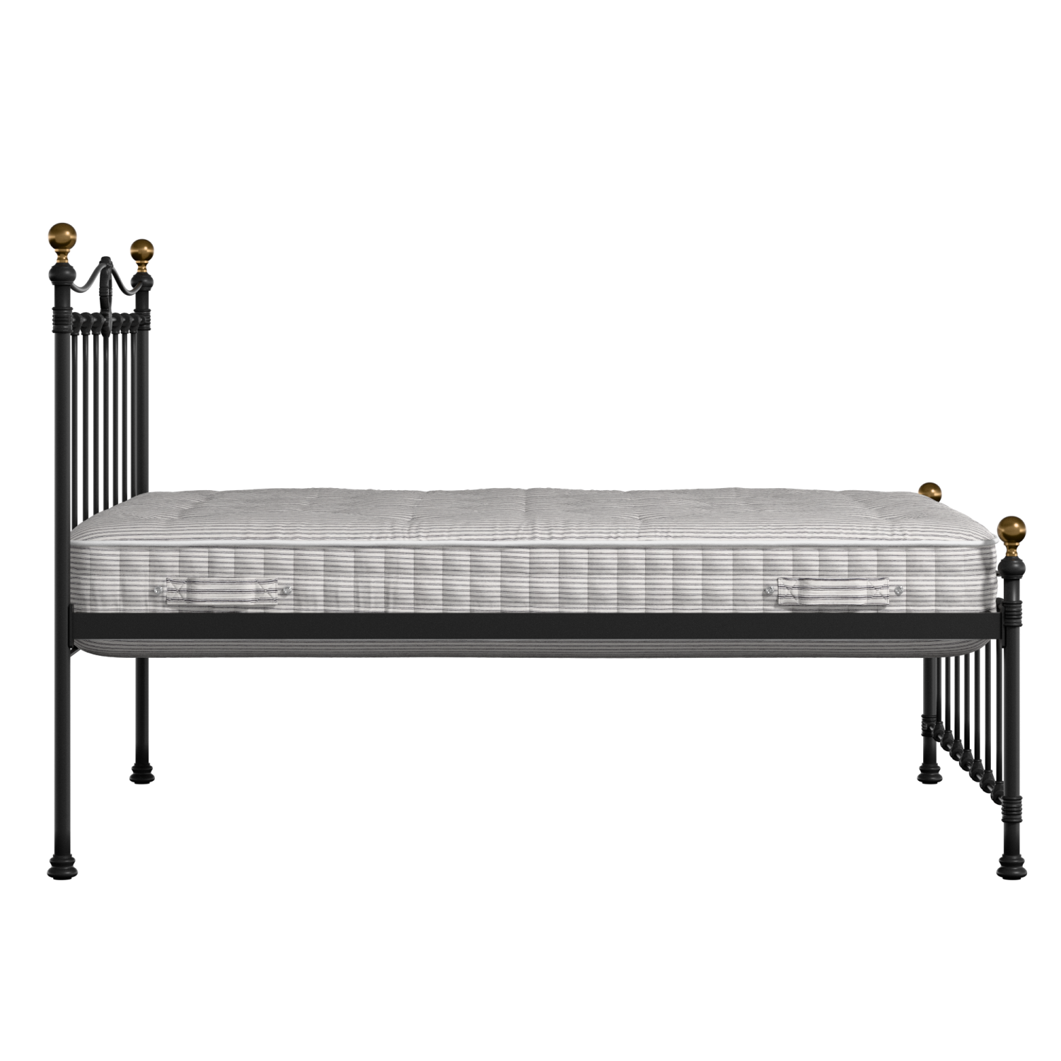 Tulsk Low Footend iron/metal bed in black with Juno mattress