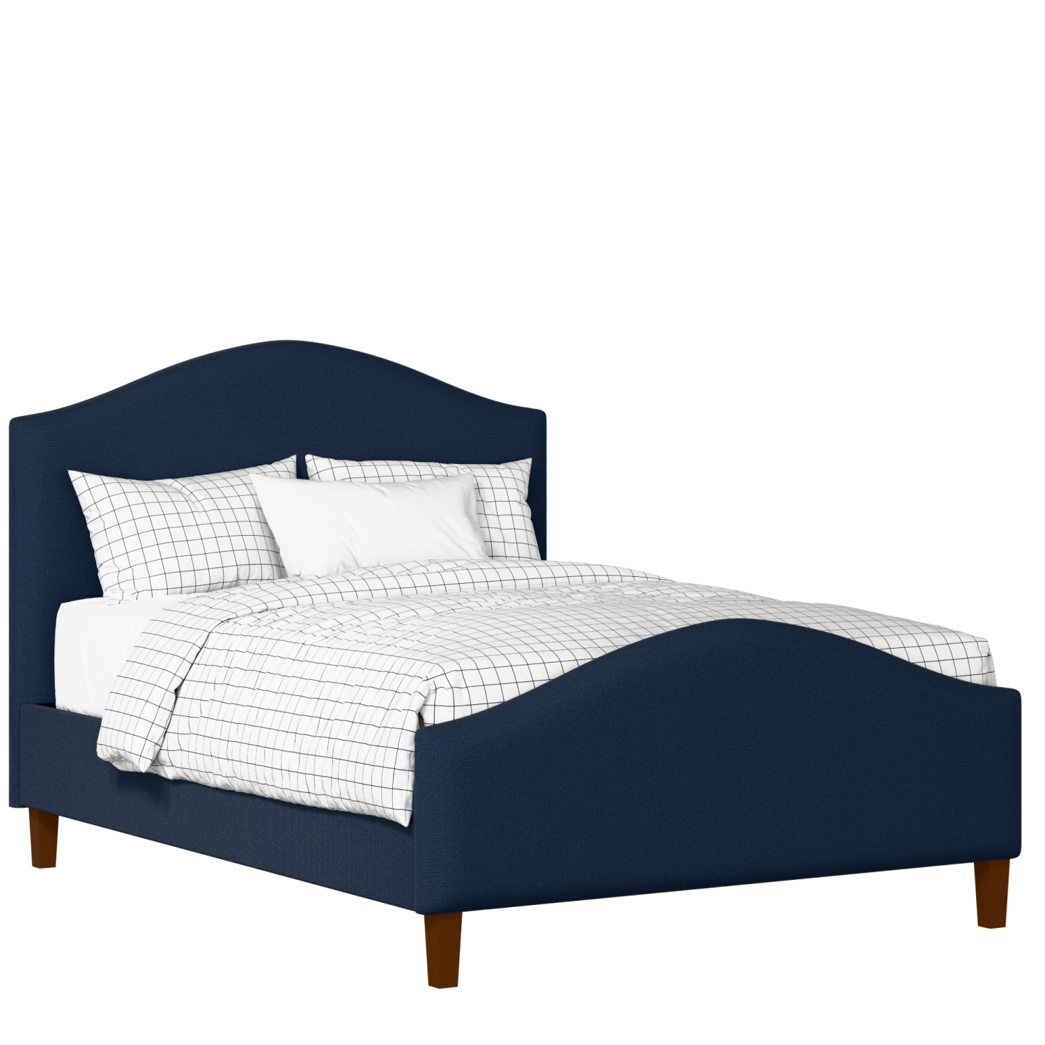 Burley upholstered bed in oxford blue fabric