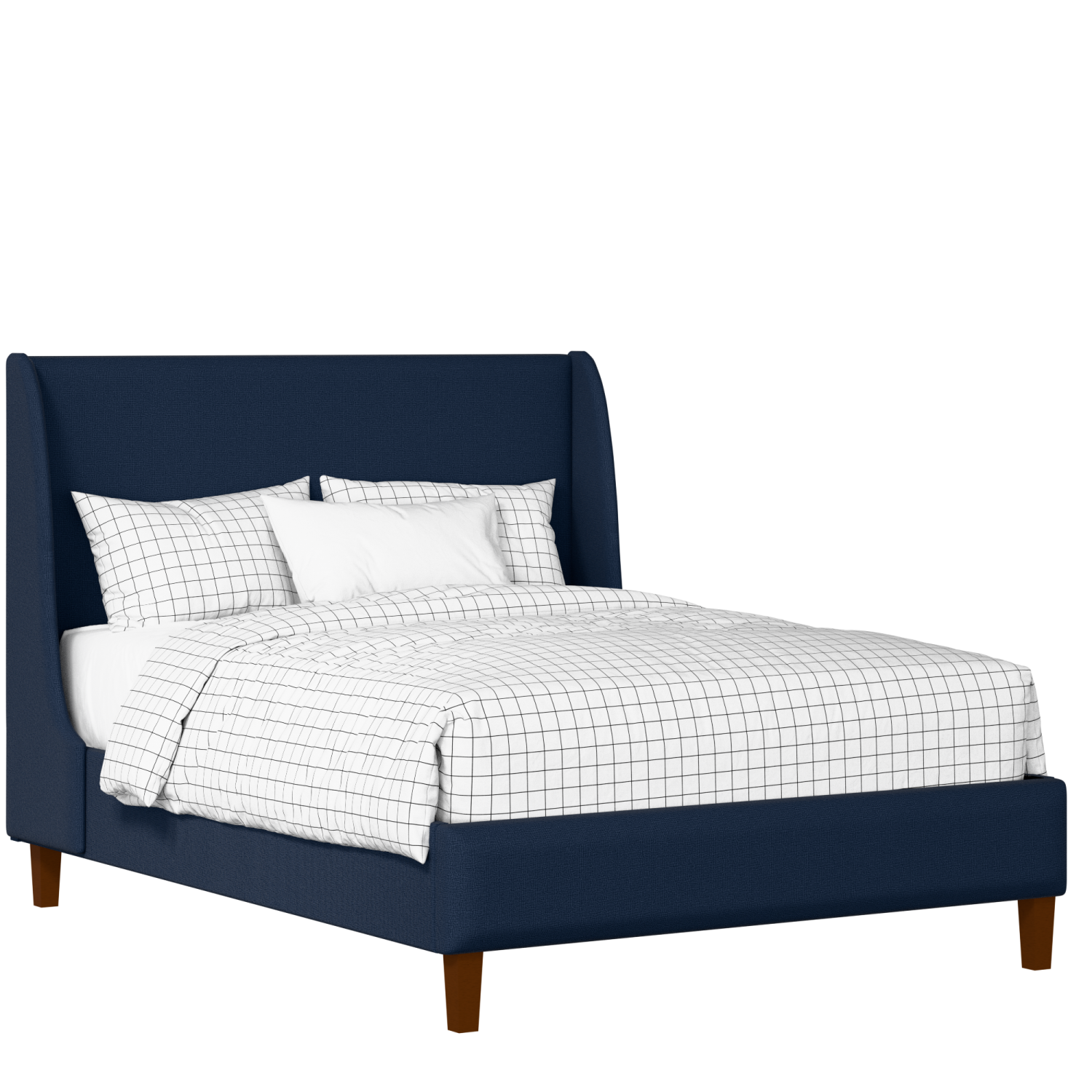 Holywell upholstered bed in oxford blue fabric