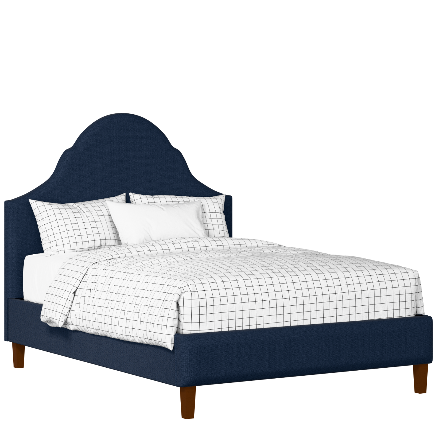 Irvine upholstered bed in oxford blue fabric