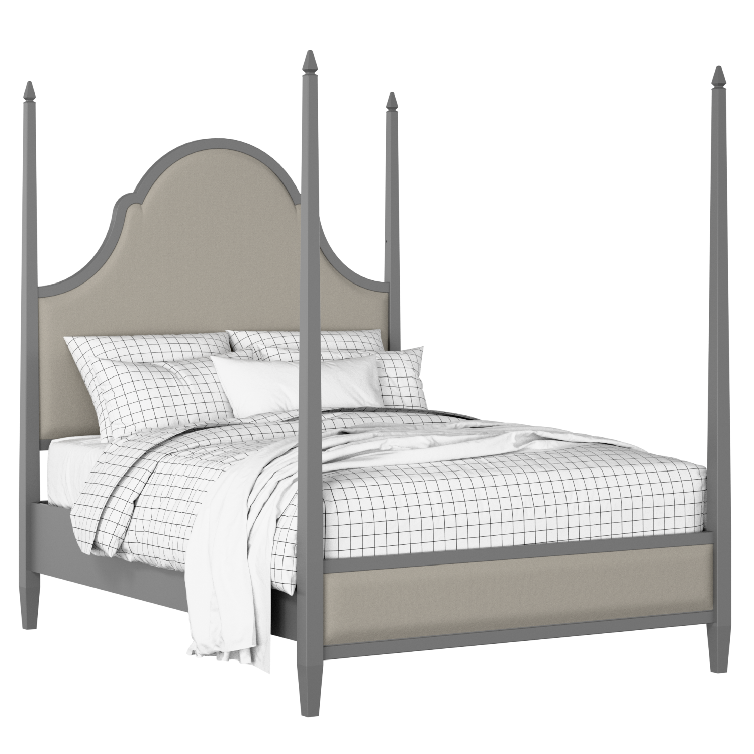 Beckett Upholstered wood upholstered bed in grey with Silver fabric