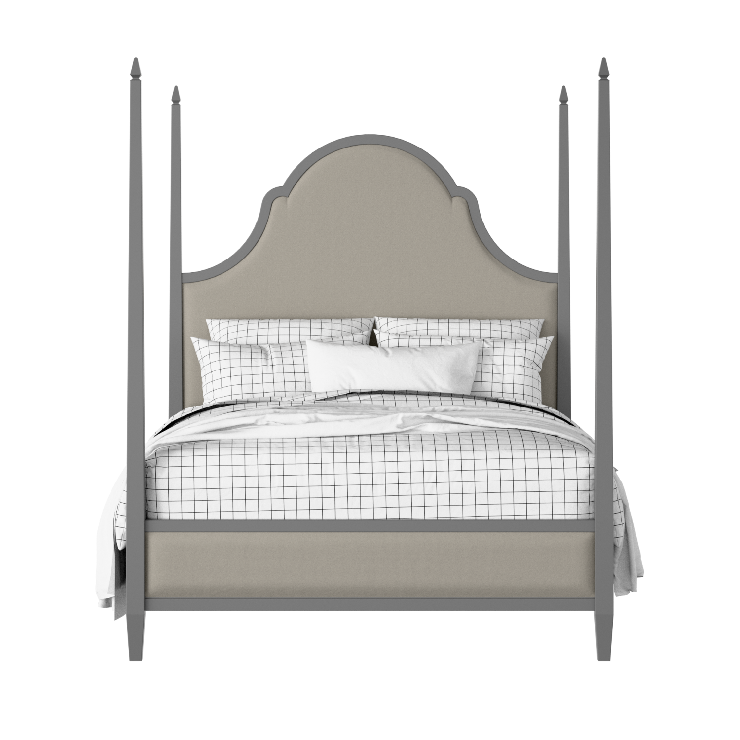 Beckett Upholstered wood upholstered upholstered bed in grey with Silver fabric