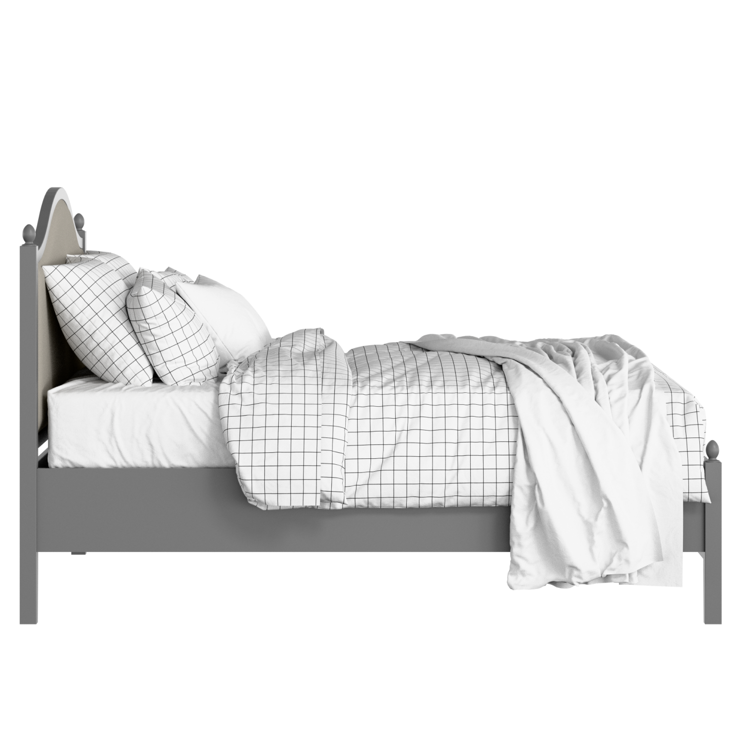 Brady Slim Upholstered wood upholstered bed in grey with Silver fabric