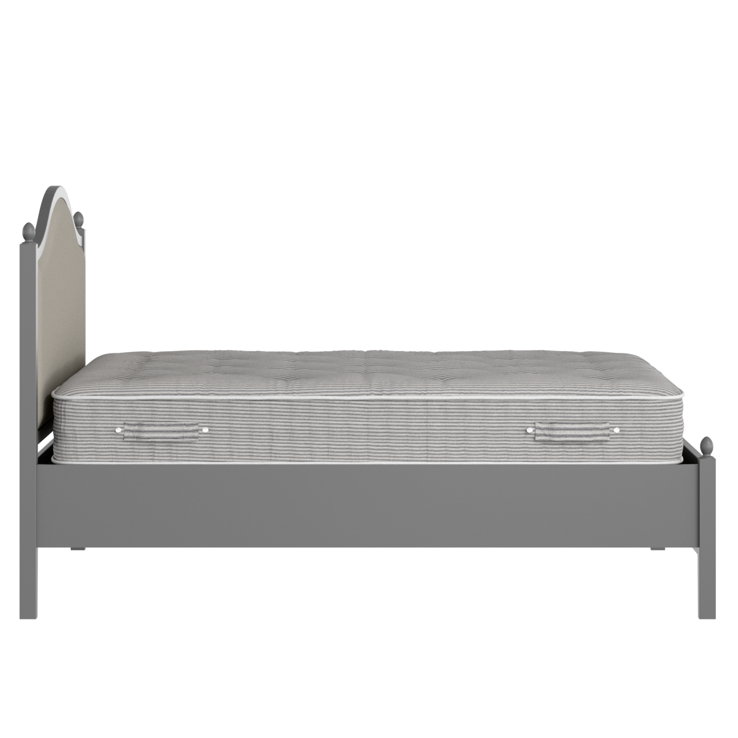 Brady Slim Upholstered wood upholstered bed in grey with Silver fabric