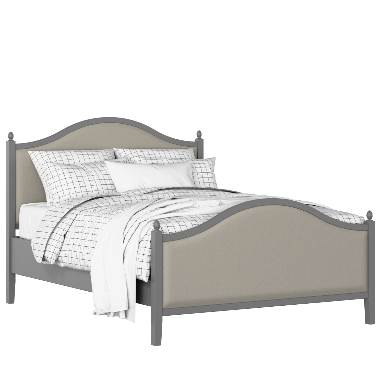 Brady Upholstered wood upholstered bed in grey with Silver fabric