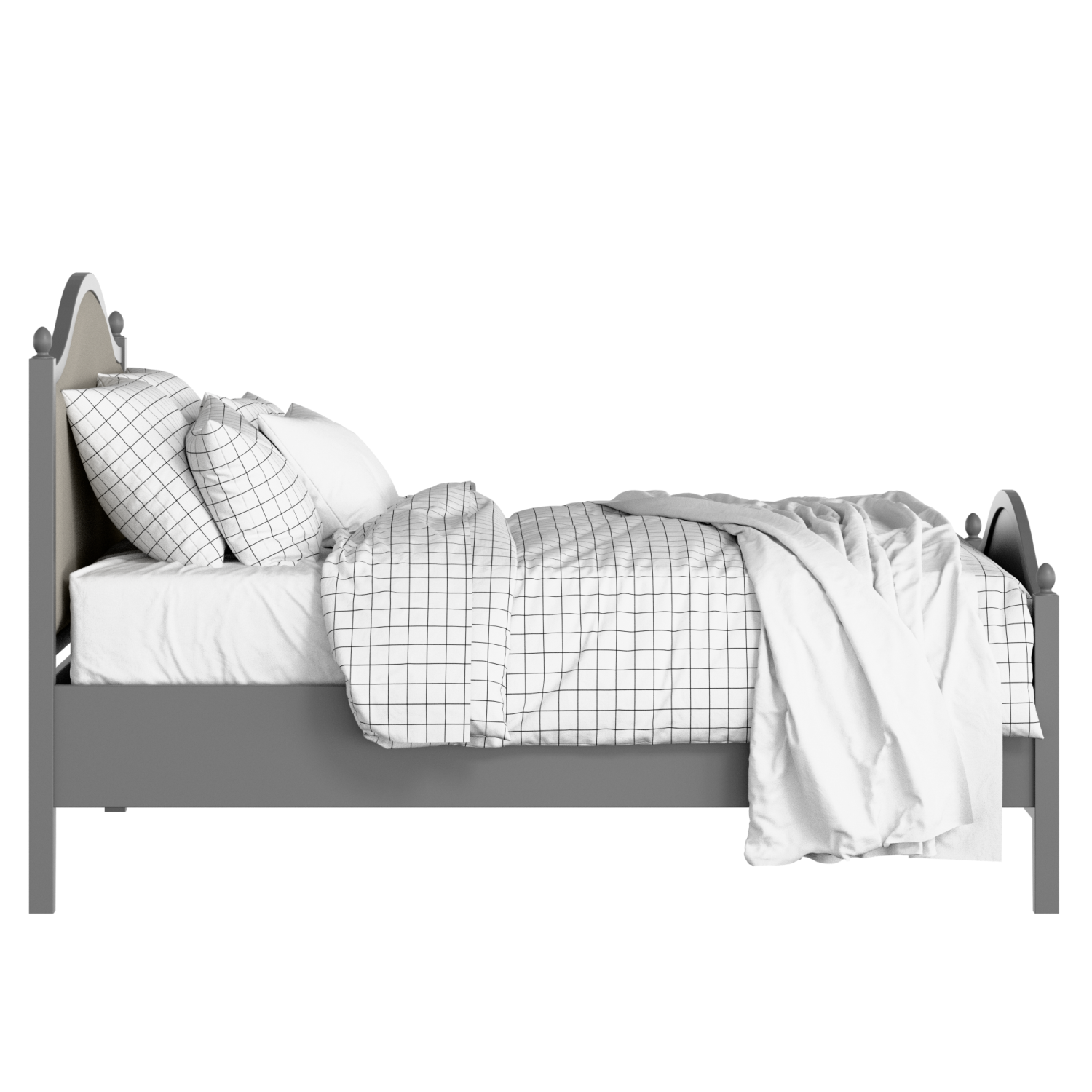 Brady Upholstered wood upholstered bed in grey with Silver fabric