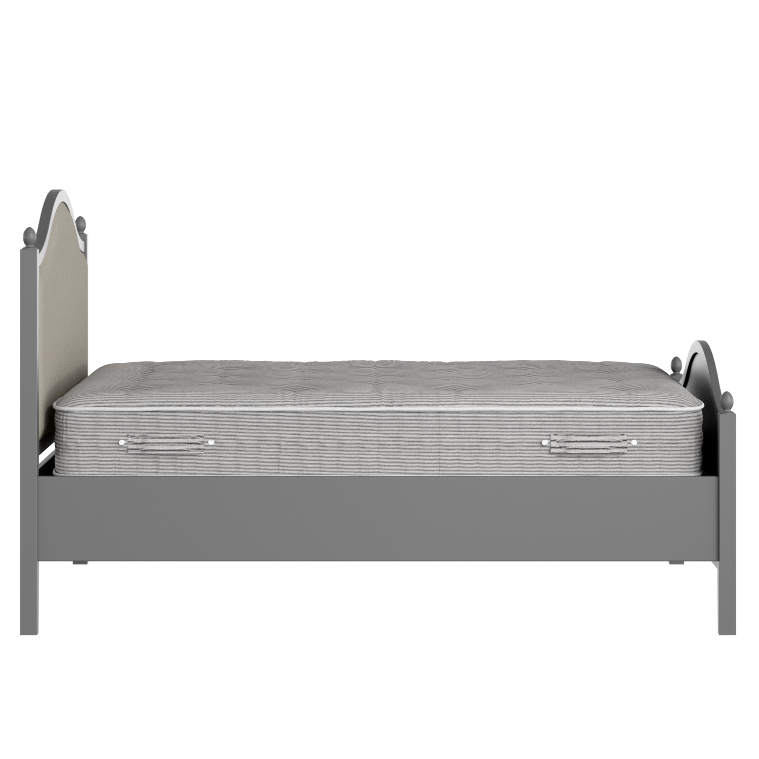Brady Upholstered wood upholstered bed in grey with Silver fabric