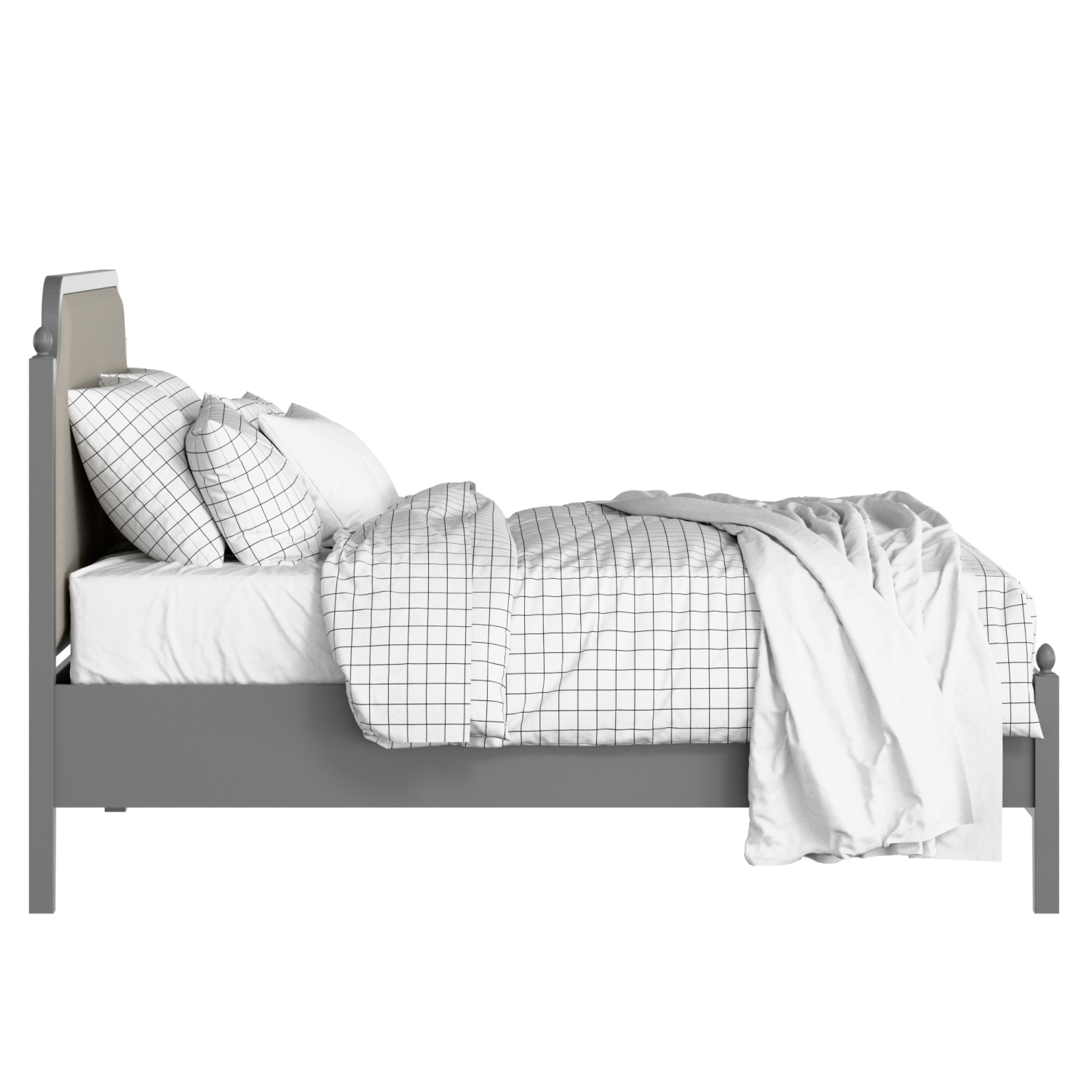 Bronte Slim Upholstered wood upholstered bed in grey with Silver fabric