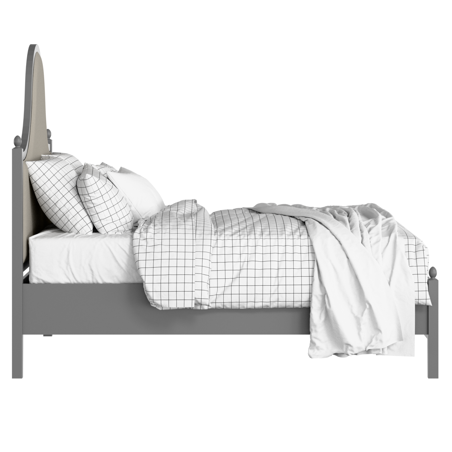 Bryce Upholstered wood upholstered bed in grey with Silver fabric