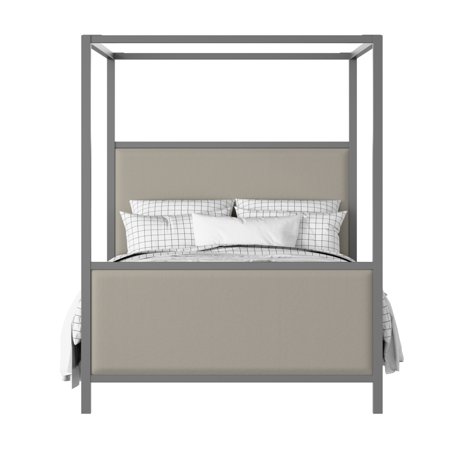 Byron Upholstered wood upholstered upholstered bed in grey with Silver fabric