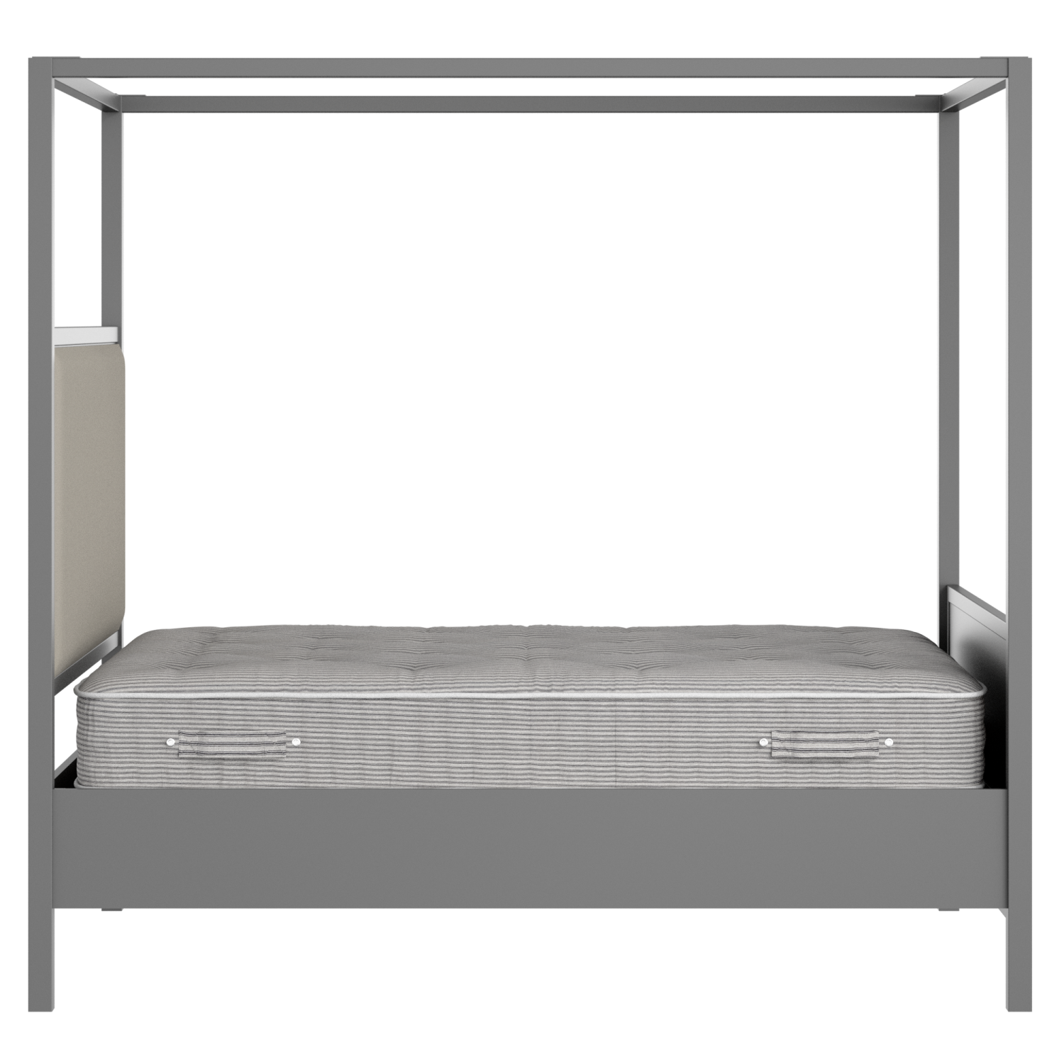 Byron Upholstered wood upholstered bed in grey with Silver fabric