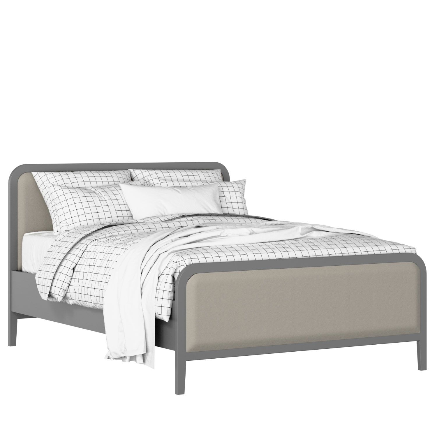 Keats Upholstered wood upholstered bed in grey with Silver fabric
