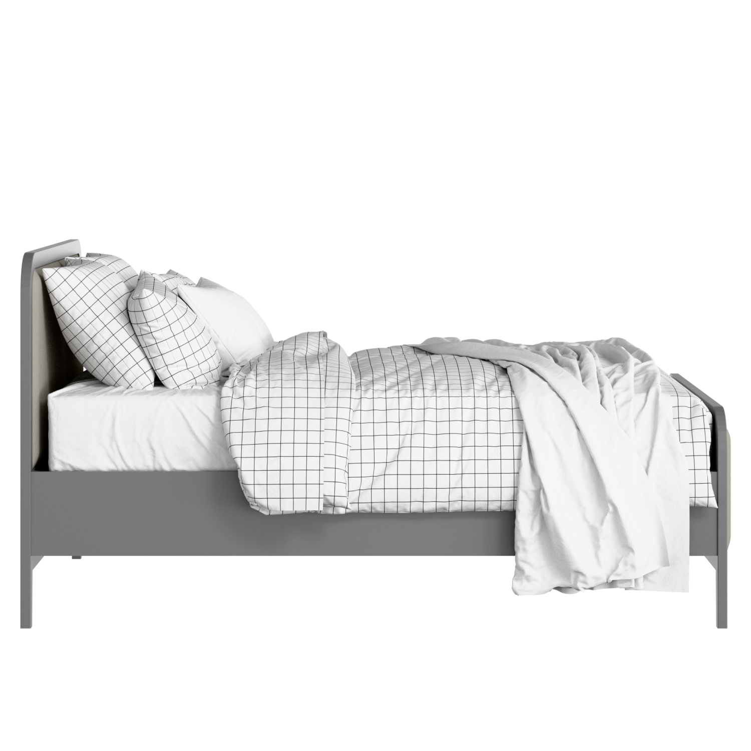 Keats Upholstered wood upholstered bed in grey with Silver fabric