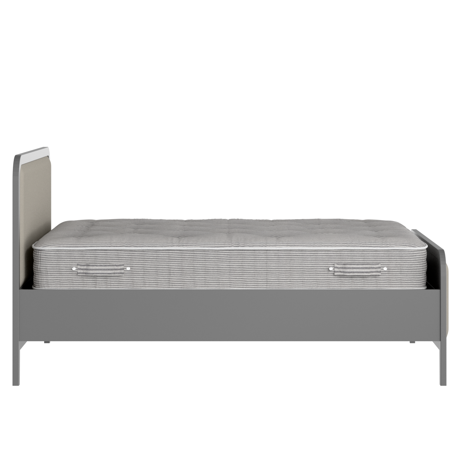 Keats Upholstered wood upholstered bed in grey with Silver fabric