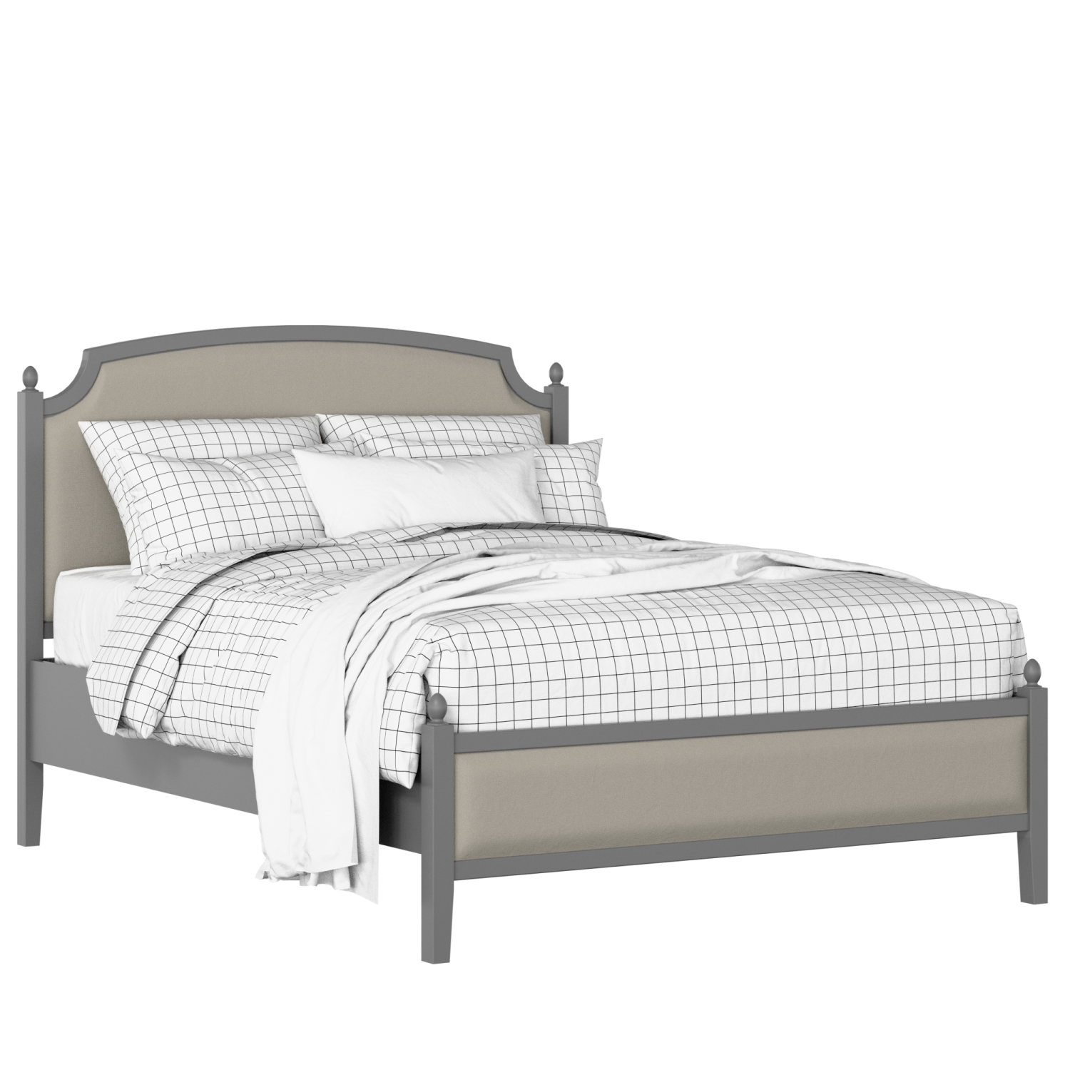 Kipling Slim Upholstered wood upholstered bed in grey with Silver fabric