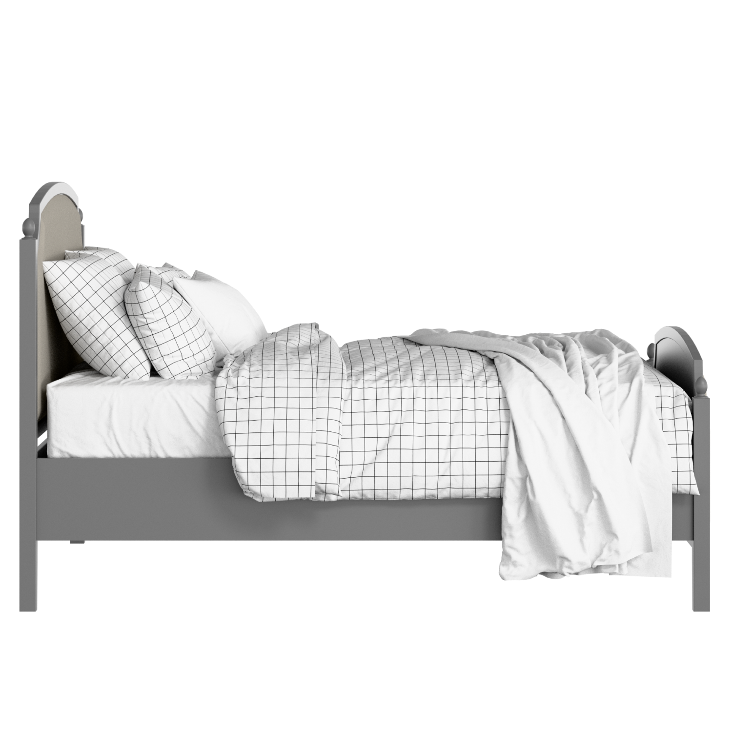 Kipling Upholstered wood upholstered bed in grey with Silver fabric