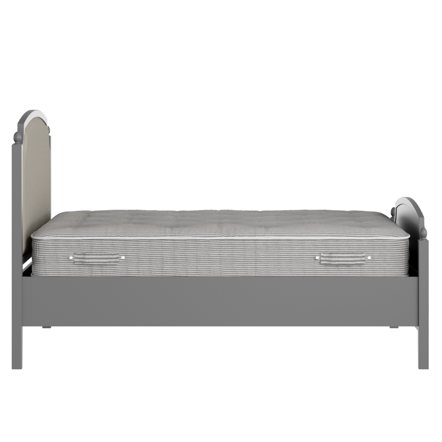 Kipling Upholstered wood upholstered bed in grey with Silver fabric