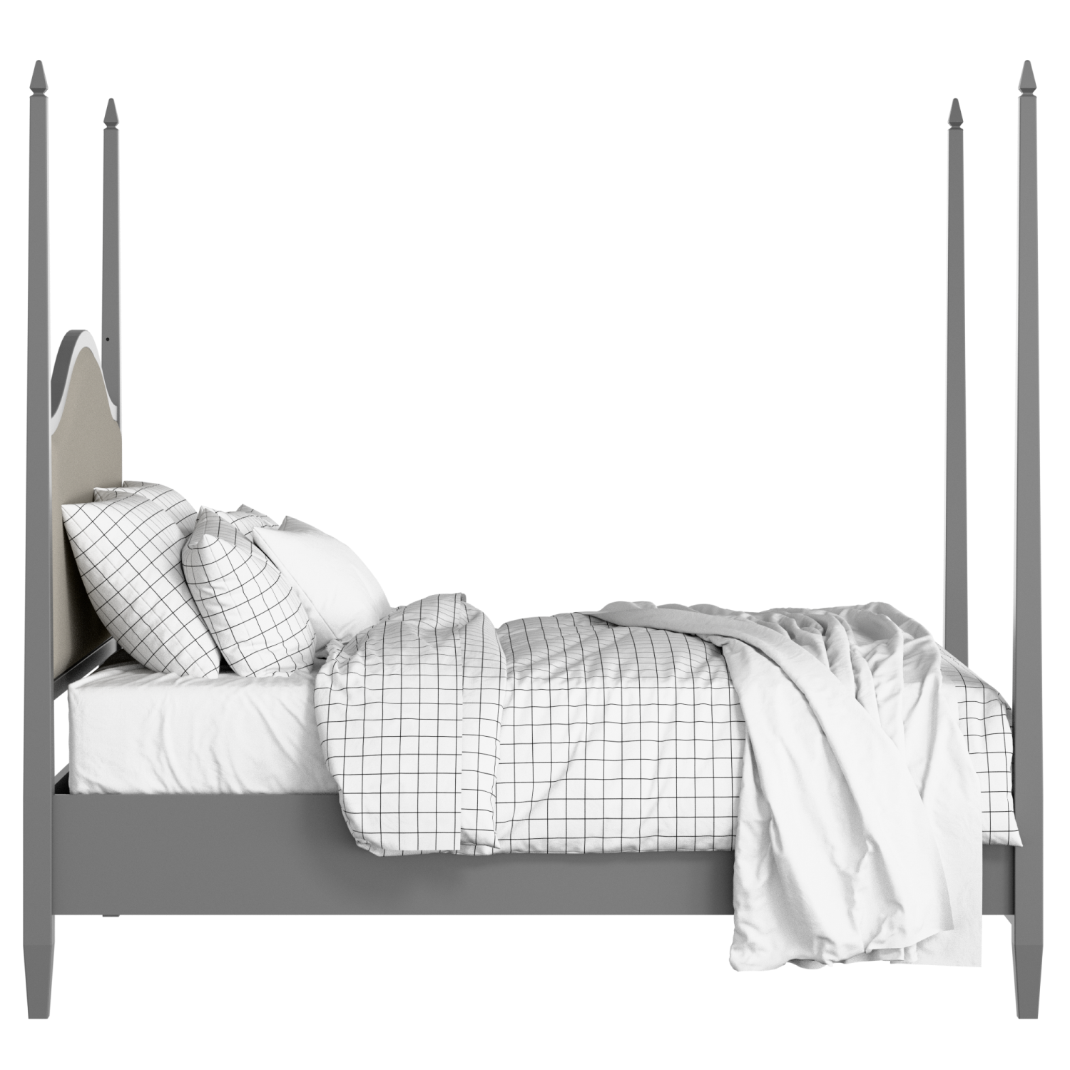 Larkin Slim Upholstered wood upholstered bed in grey with Silver fabric