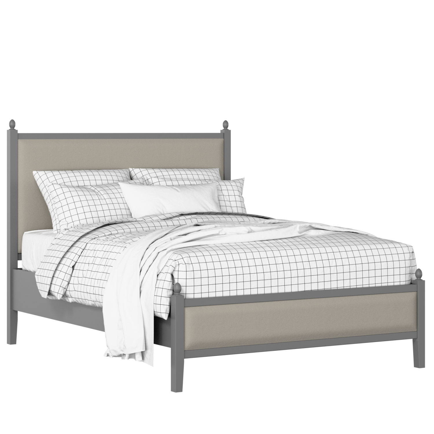 Marbella Slim Upholstered wood upholstered bed in grey with Silver fabric