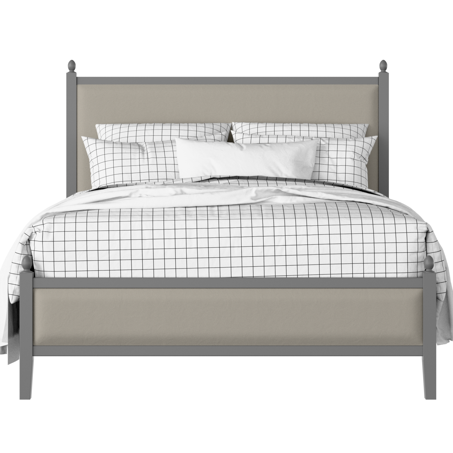 Marbella Slim Upholstered wood upholstered upholstered bed in grey with Silver fabric