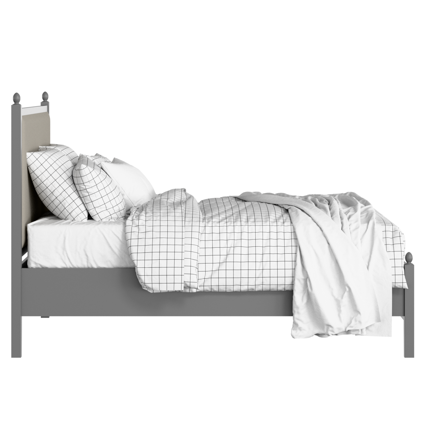 Marbella Slim Upholstered wood upholstered bed in grey with Silver fabric