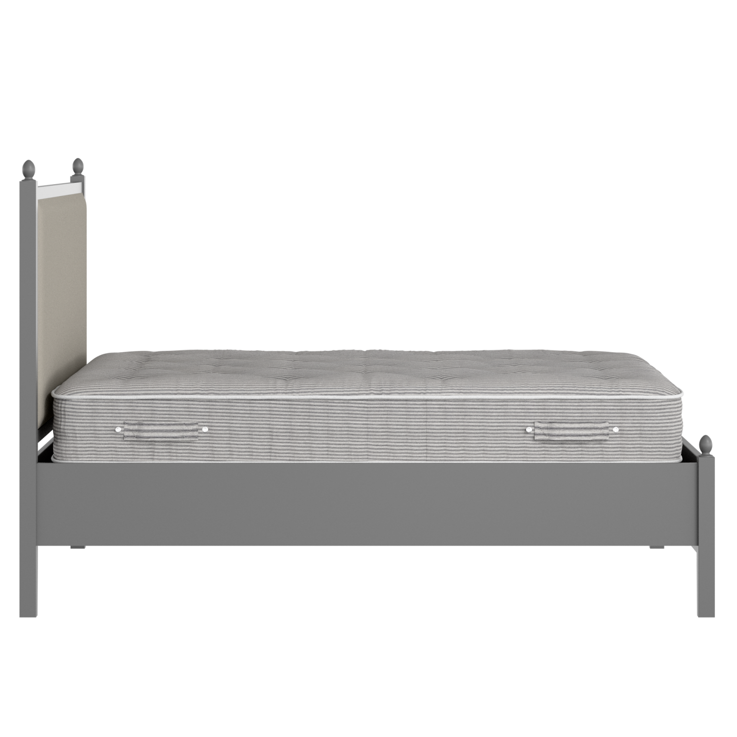 Marbella Slim Upholstered wood upholstered bed in grey with Silver fabric