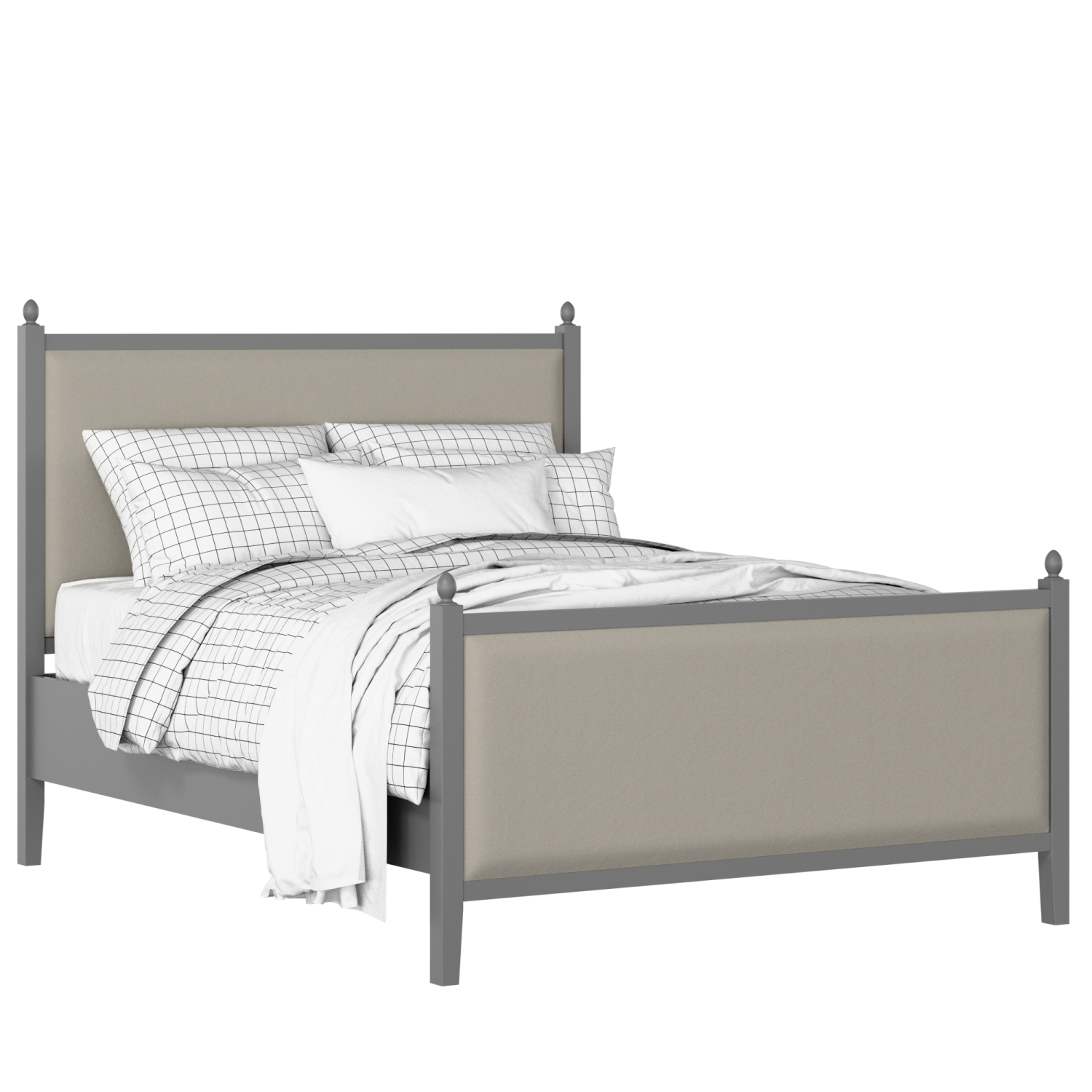 Marbella Upholstered wood upholstered bed in grey with Silver fabric