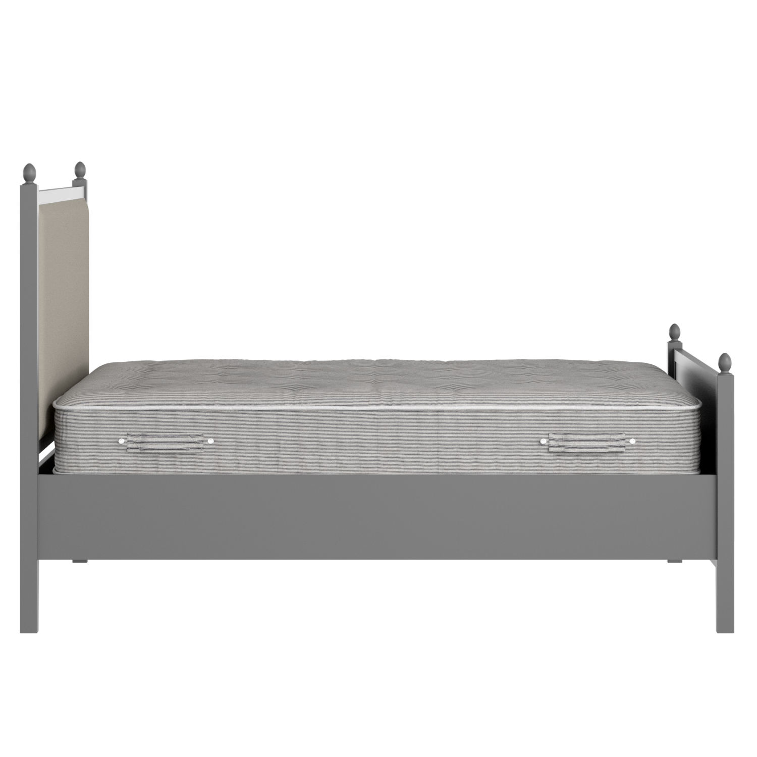 Marbella Upholstered wood upholstered bed in grey with Silver fabric