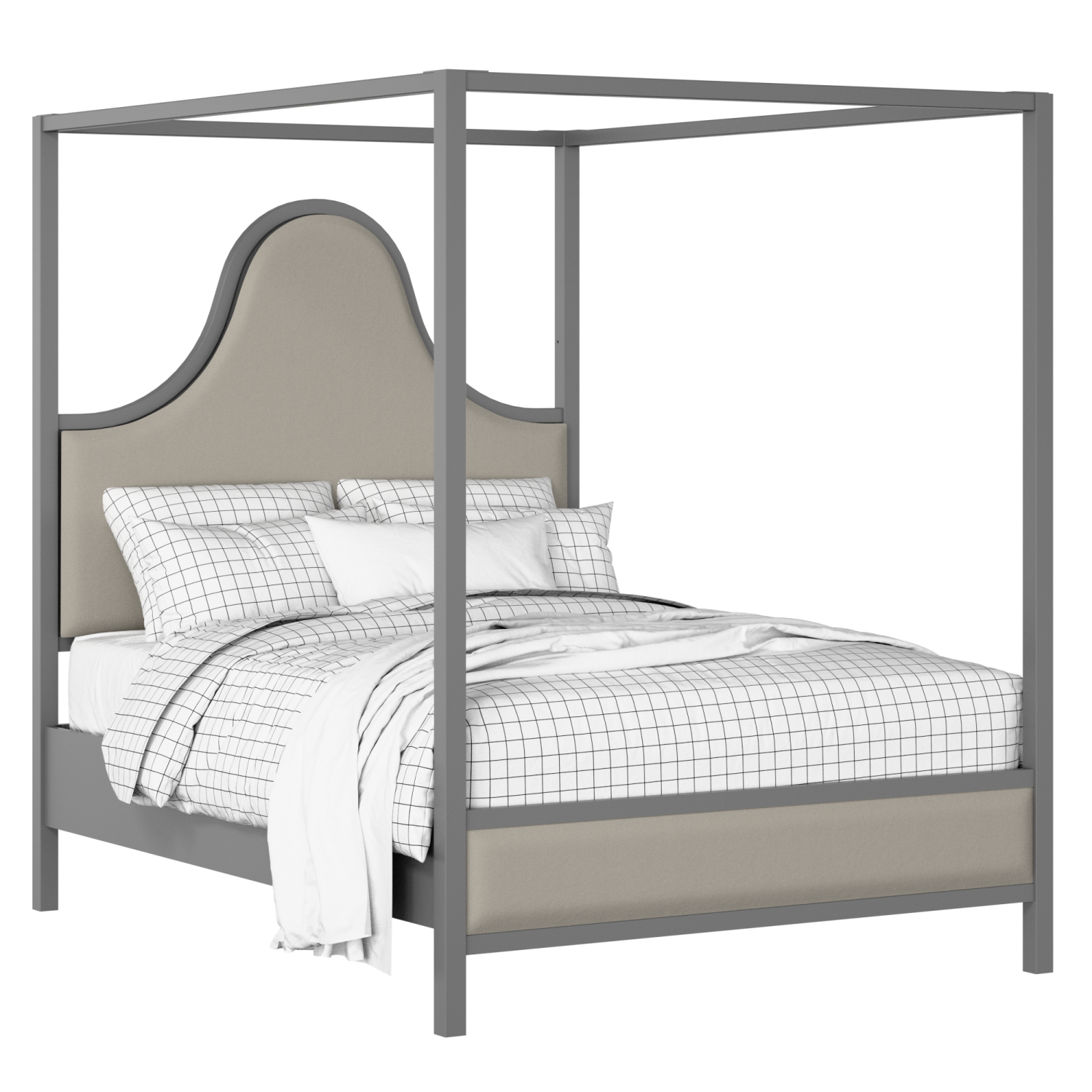 Rowe Upholstered wood upholstered bed in grey with Silver fabric