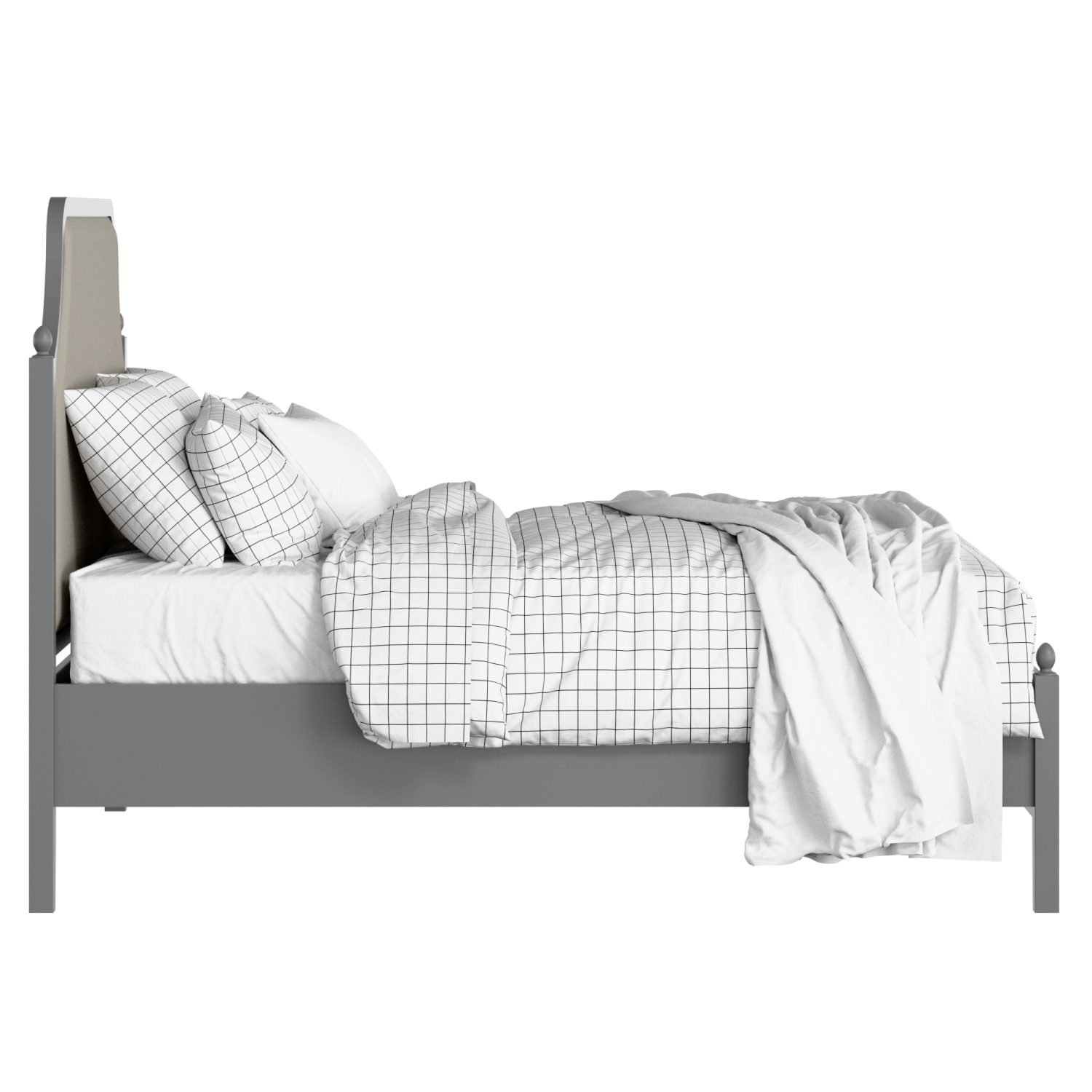 Ruskin Slim Upholstered wood upholstered bed in grey with Silver fabric