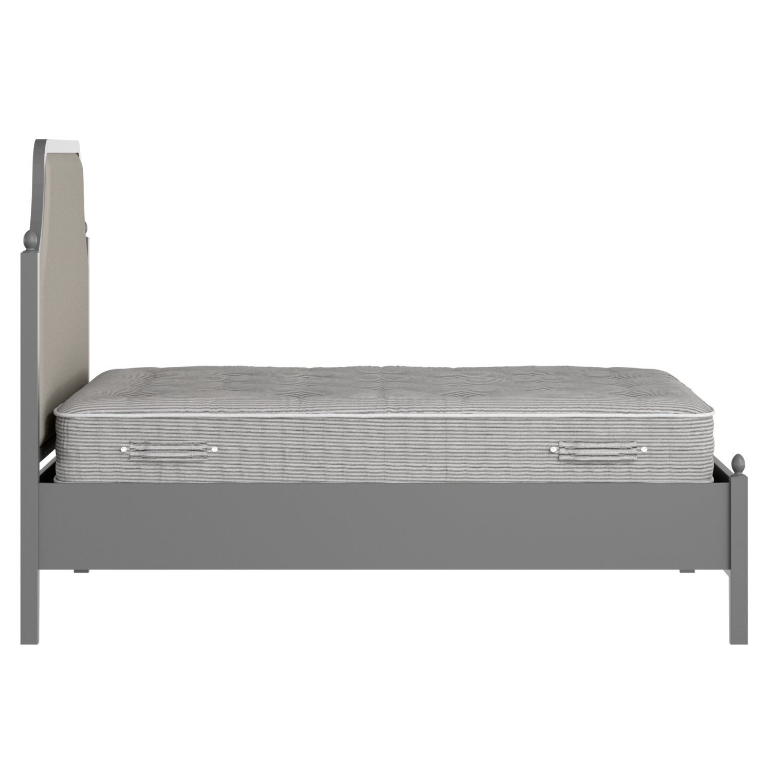 Ruskin Slim Upholstered wood upholstered bed in grey with Silver fabric