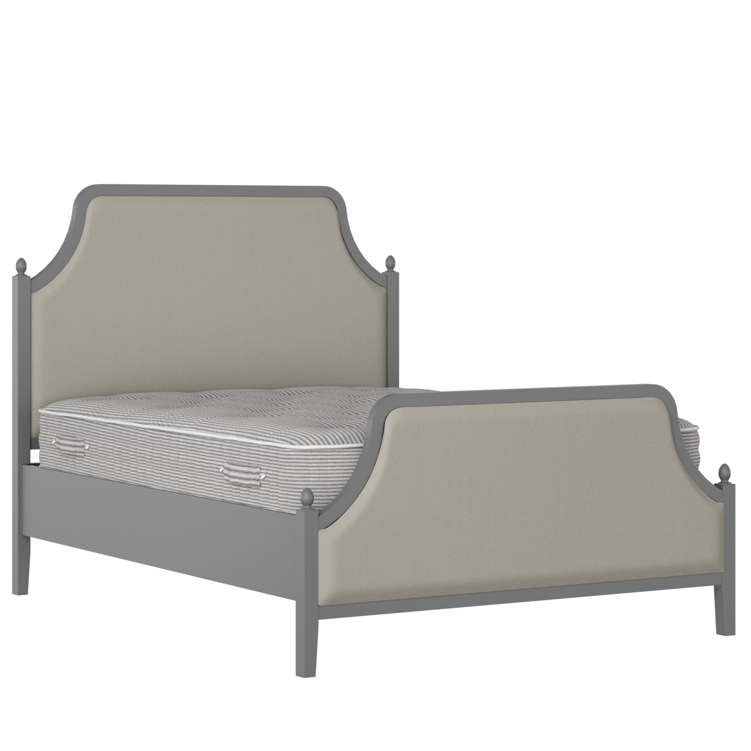 Ruskin Upholstered wood upholstered bed in grey with Silver fabric