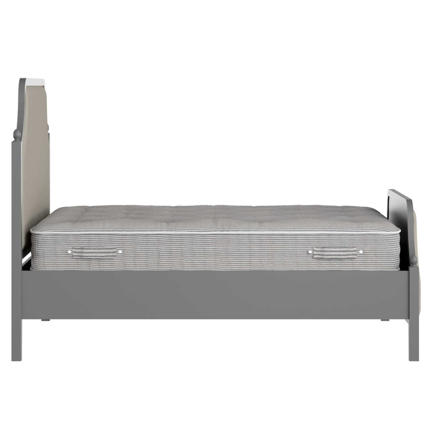 Ruskin Upholstered wood upholstered bed in grey with Silver fabric