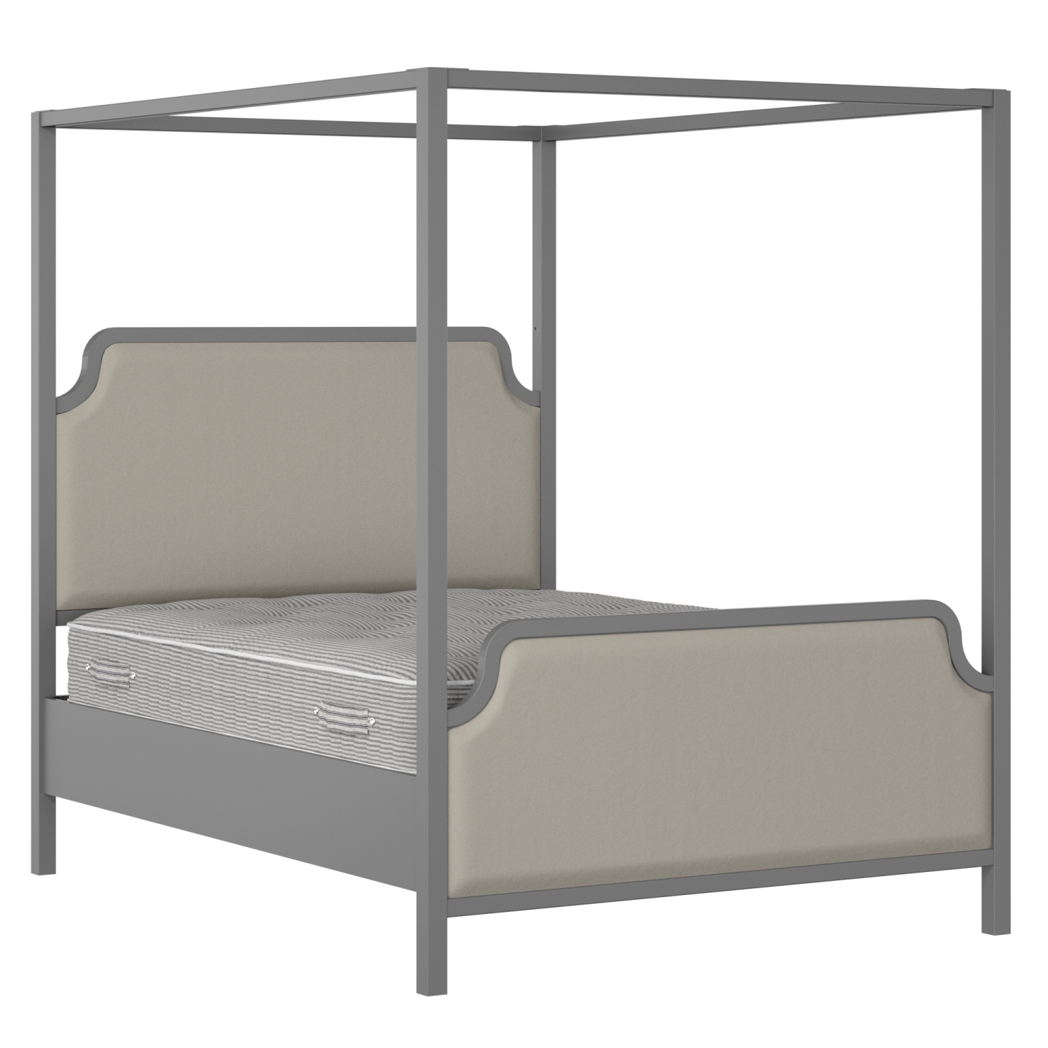Tate Upholstered wood upholstered bed in grey with Silver fabric