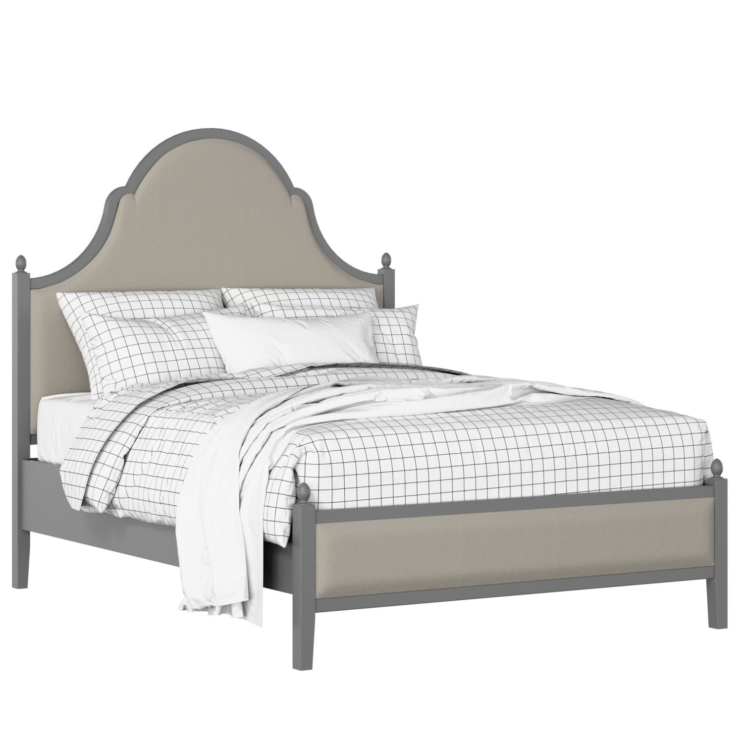 Tennyson Upholstered wood upholstered bed in grey with Silver fabric