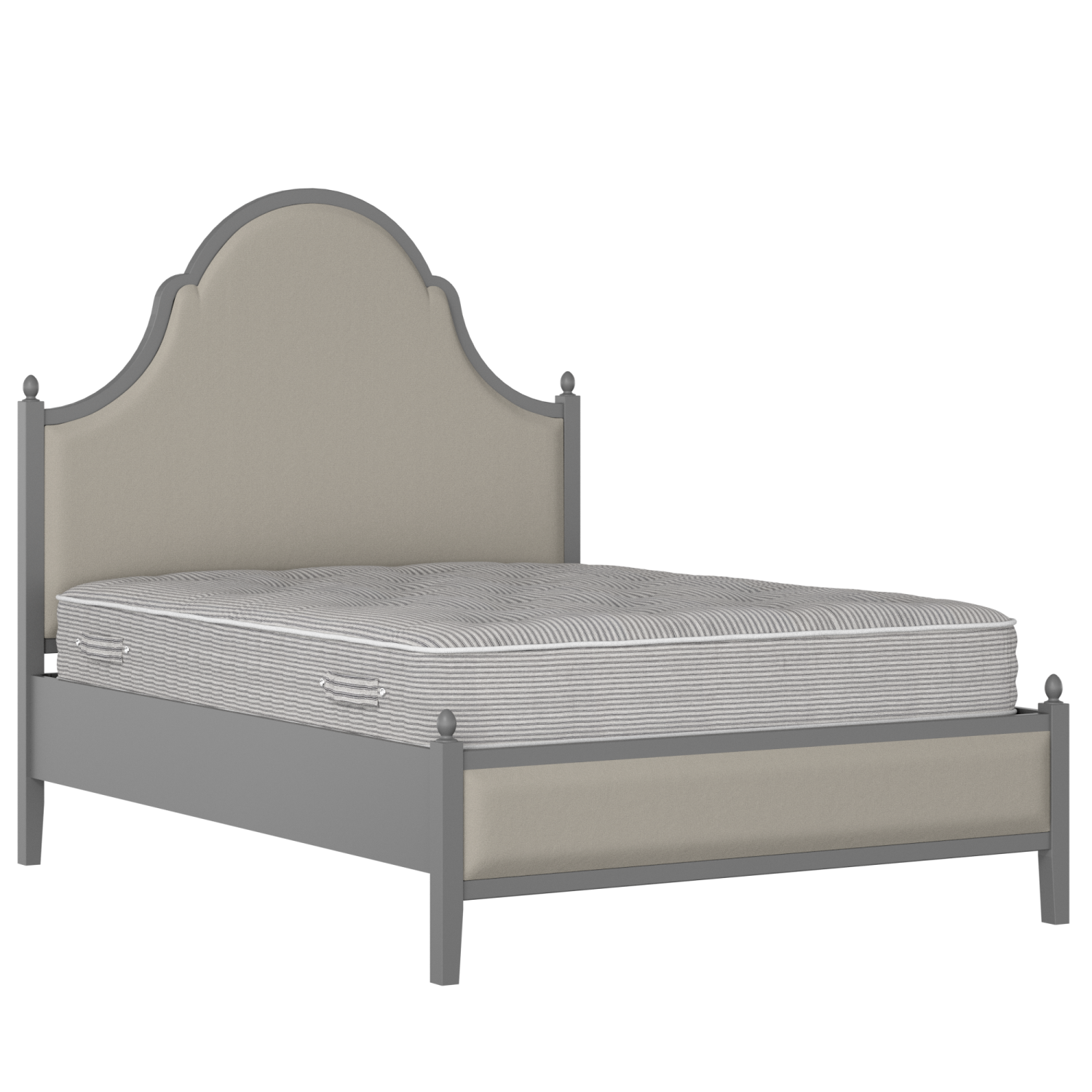 Tennyson Upholstered wood upholstered bed in grey with Silver fabric