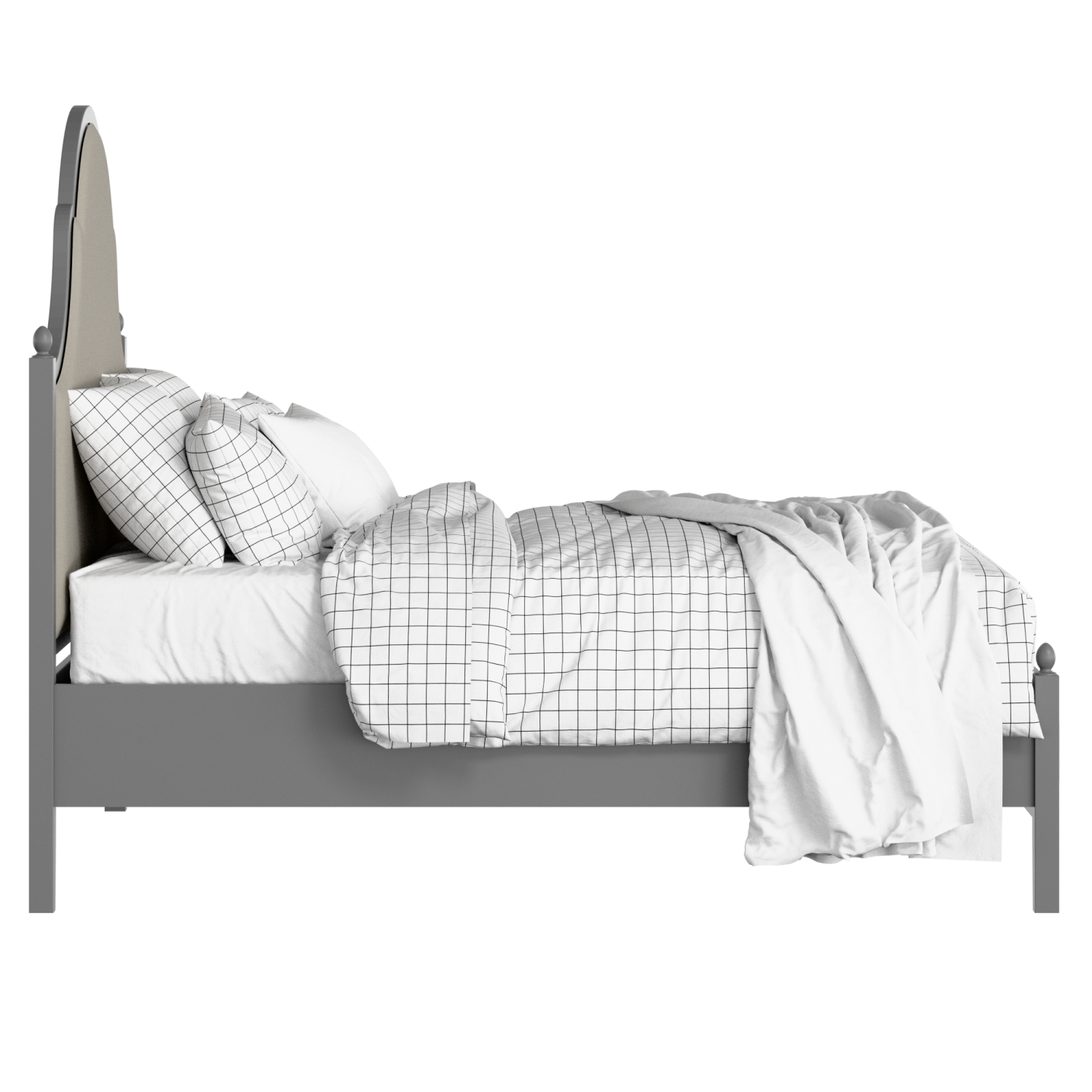Tennyson Upholstered wood upholstered bed in grey with Silver fabric