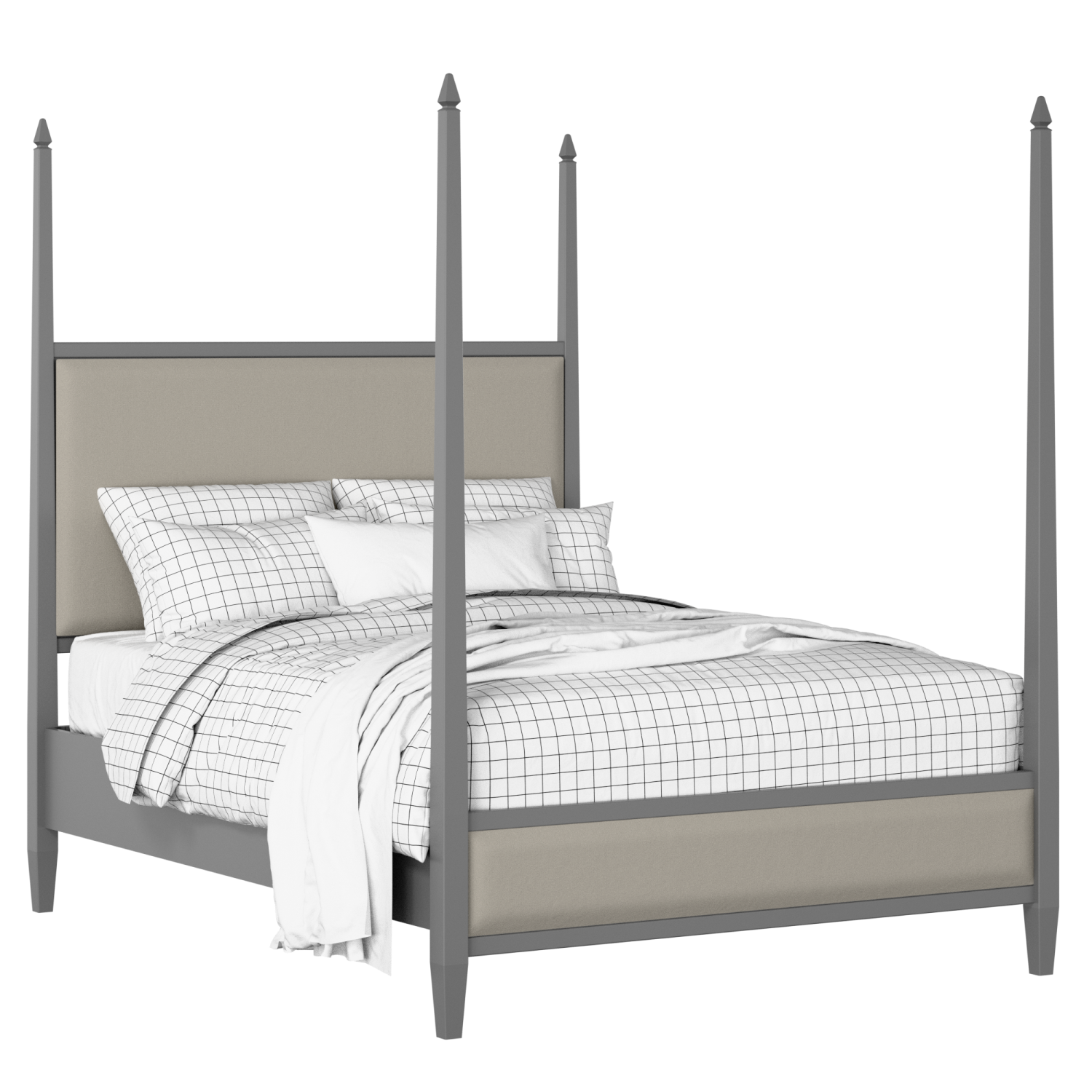 Warton Upholstered wood upholstered bed in grey with Silver fabric