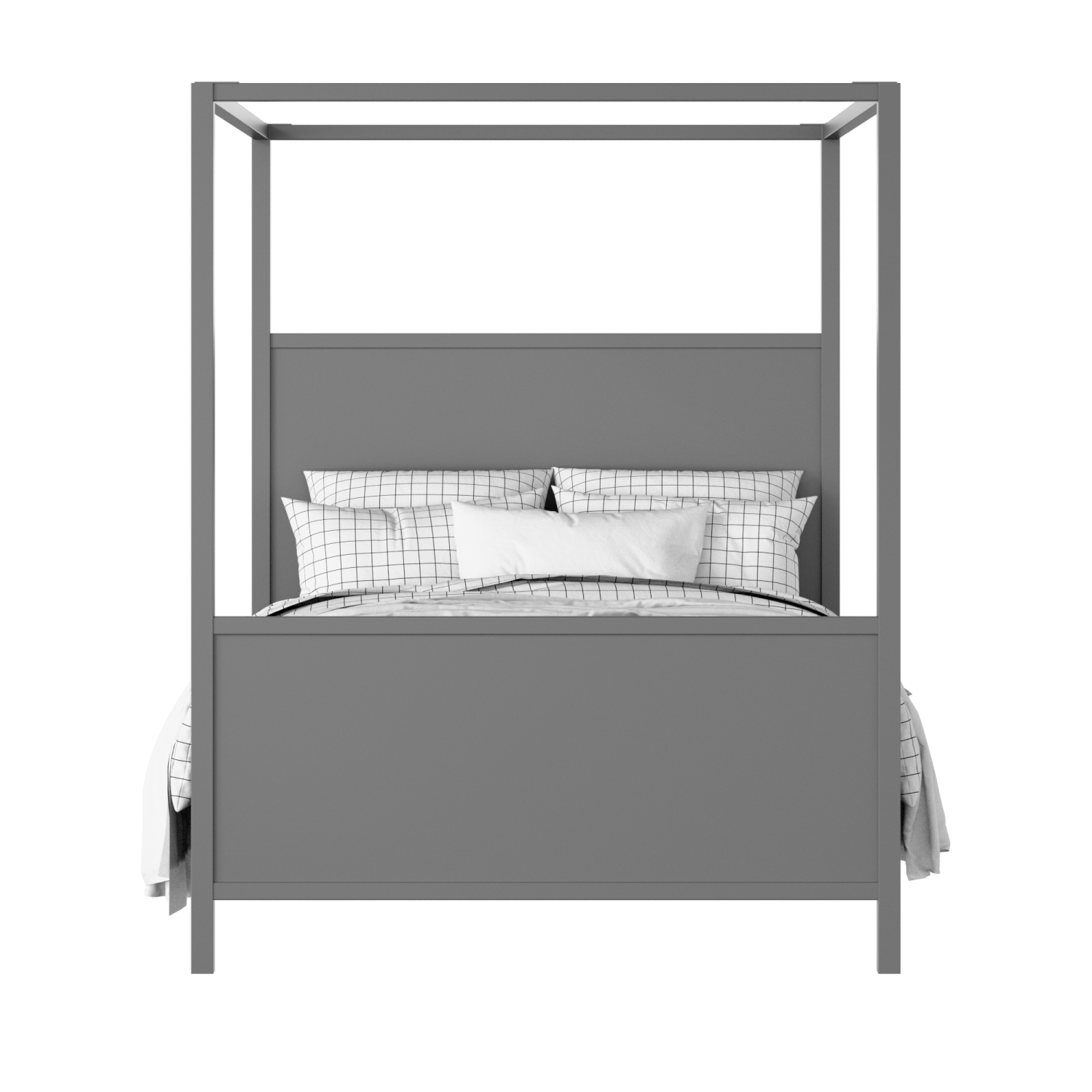 Byron painted wood bed in grey with Juno mattress