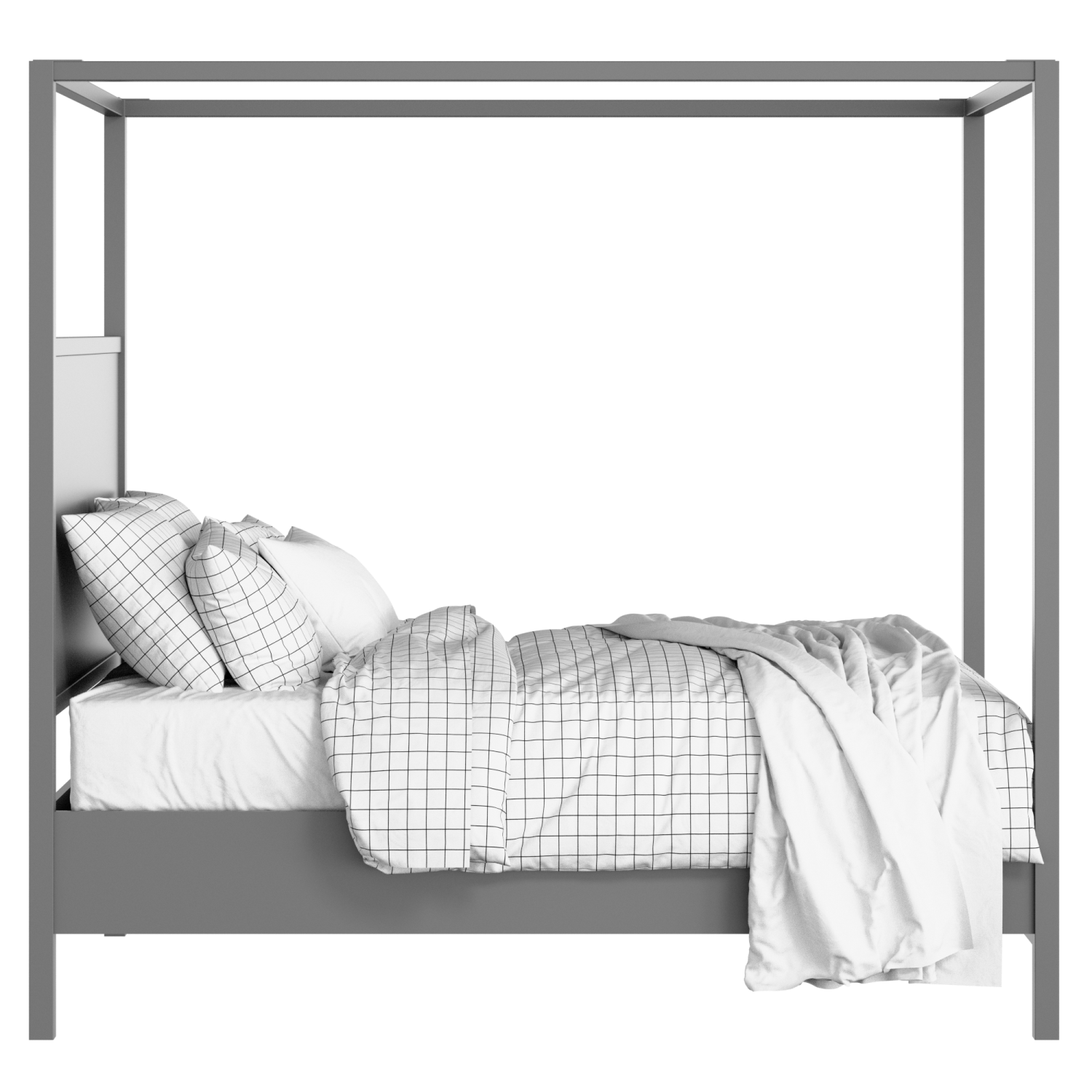 Byron Slim painted wood bed in grey with Juno mattress